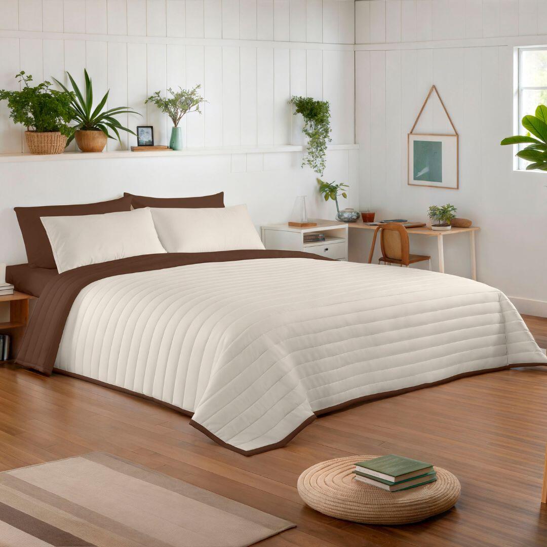 Colcha de cama Marrón poliéster para cama de 150 cm - 4