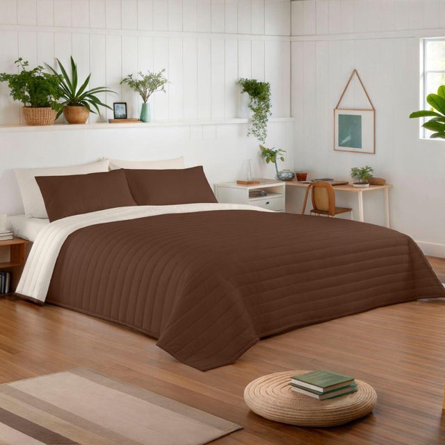 Colcha de cama Marrón poliéster para cama de 180 cm