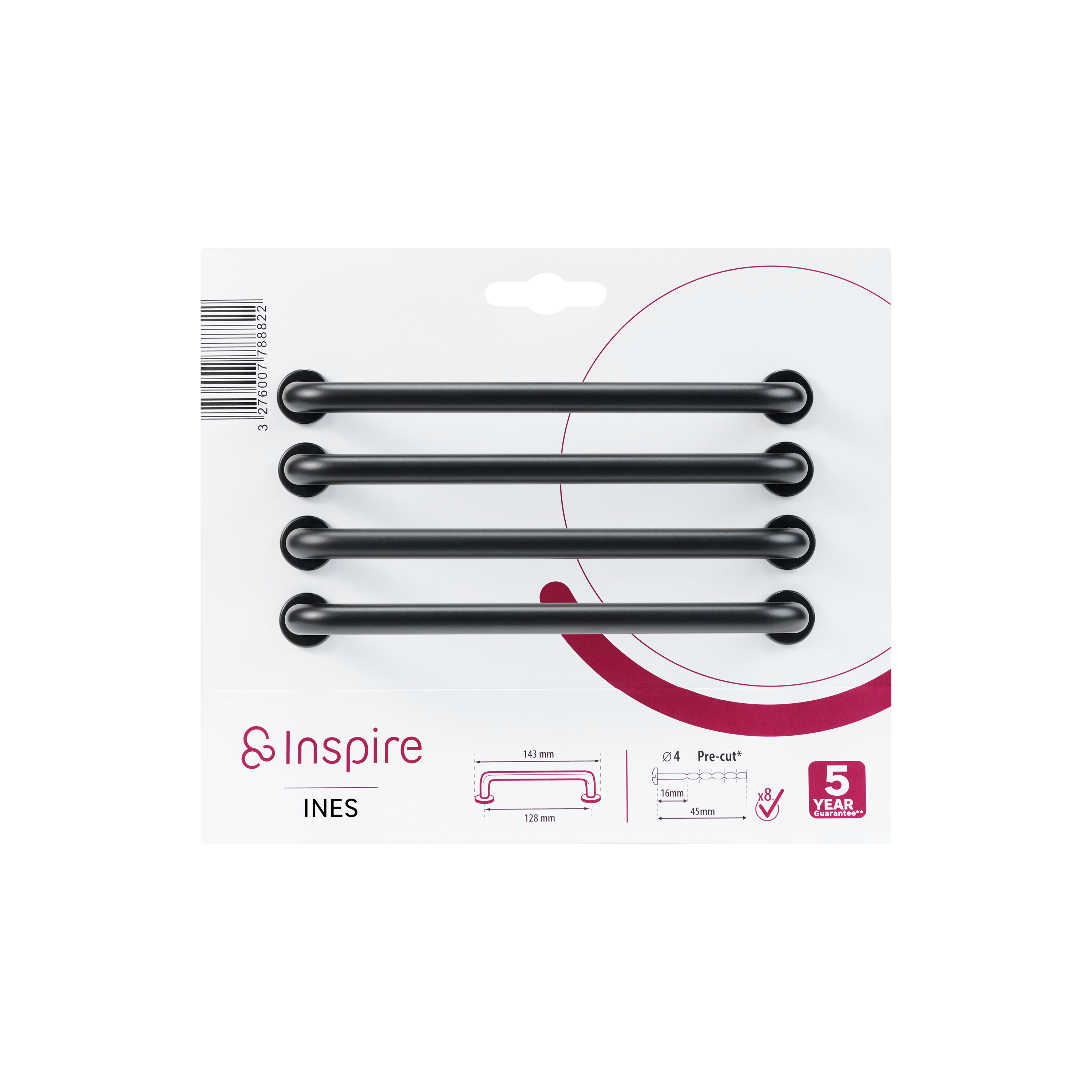 4 Puxadores para móvel asa zamak preto 128 mm Inspire Ines - 7