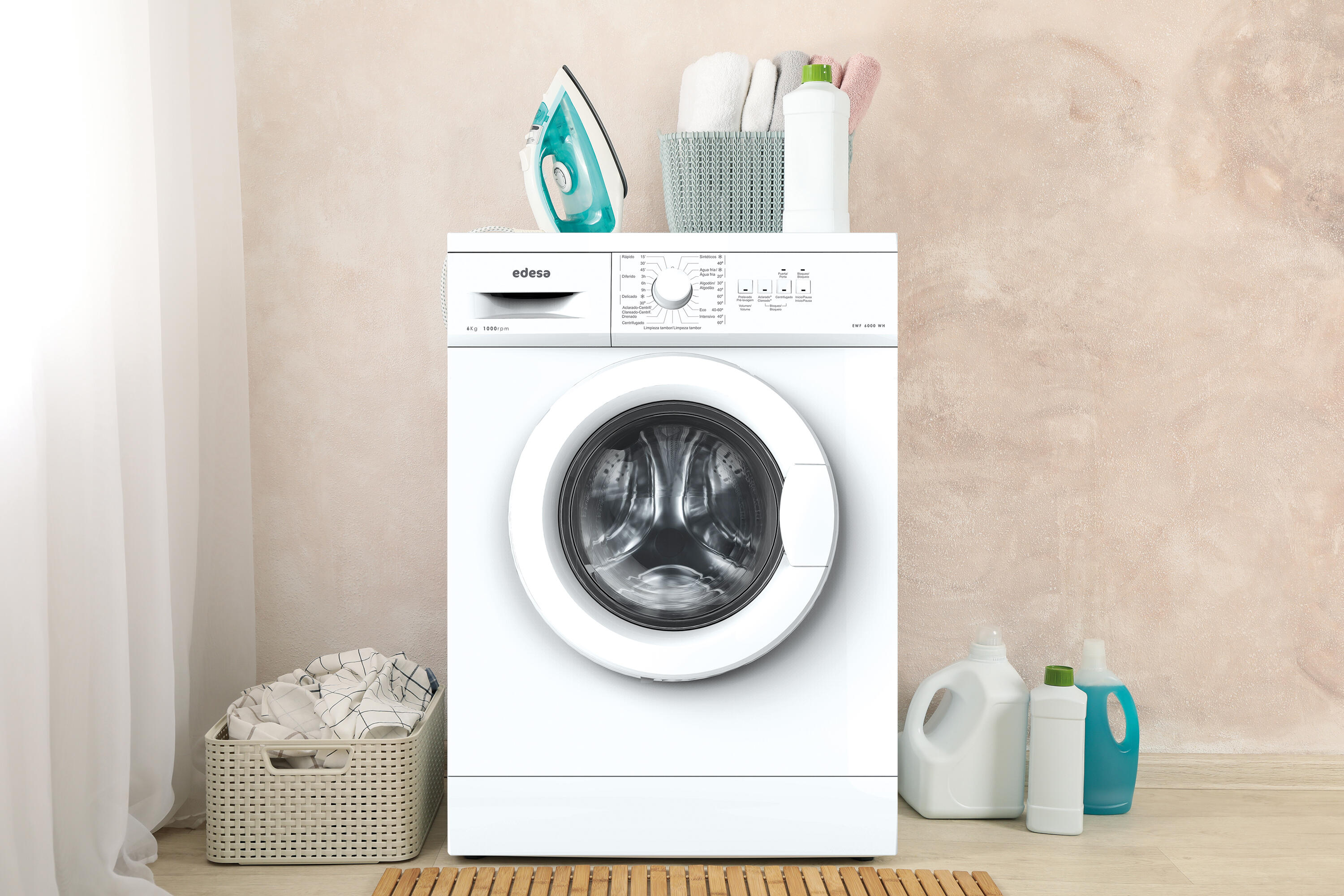Máquina de lavar roupa instalação livre 6 kg 59,5 x 40 x 85 cm branco Edesa EWF-6000 - 9