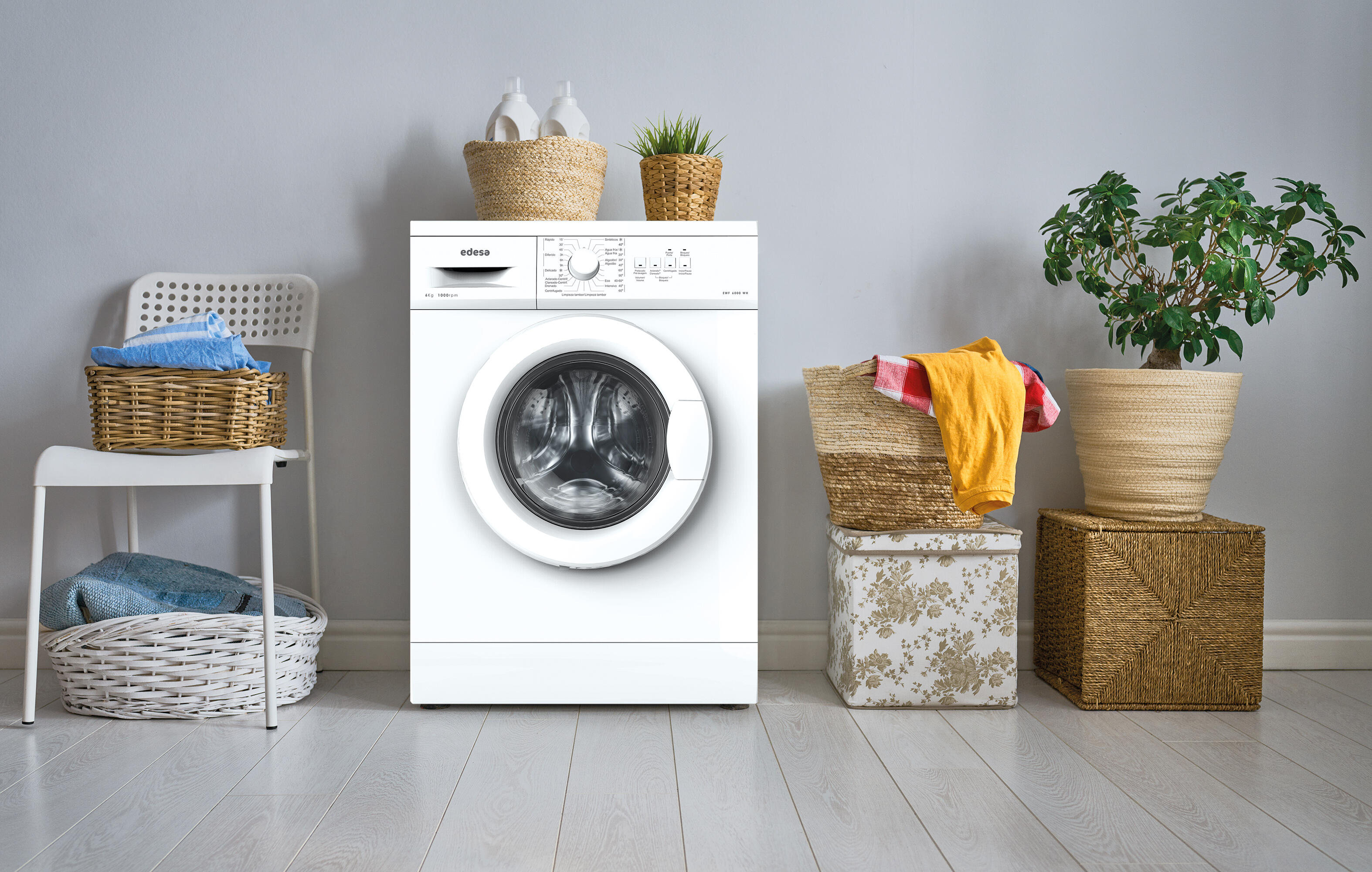Lavadora EDESA LAVADORA EWF 6000 WH carga frontal 6 Kg 1000 rpm 20 programas clase E blanco - 3