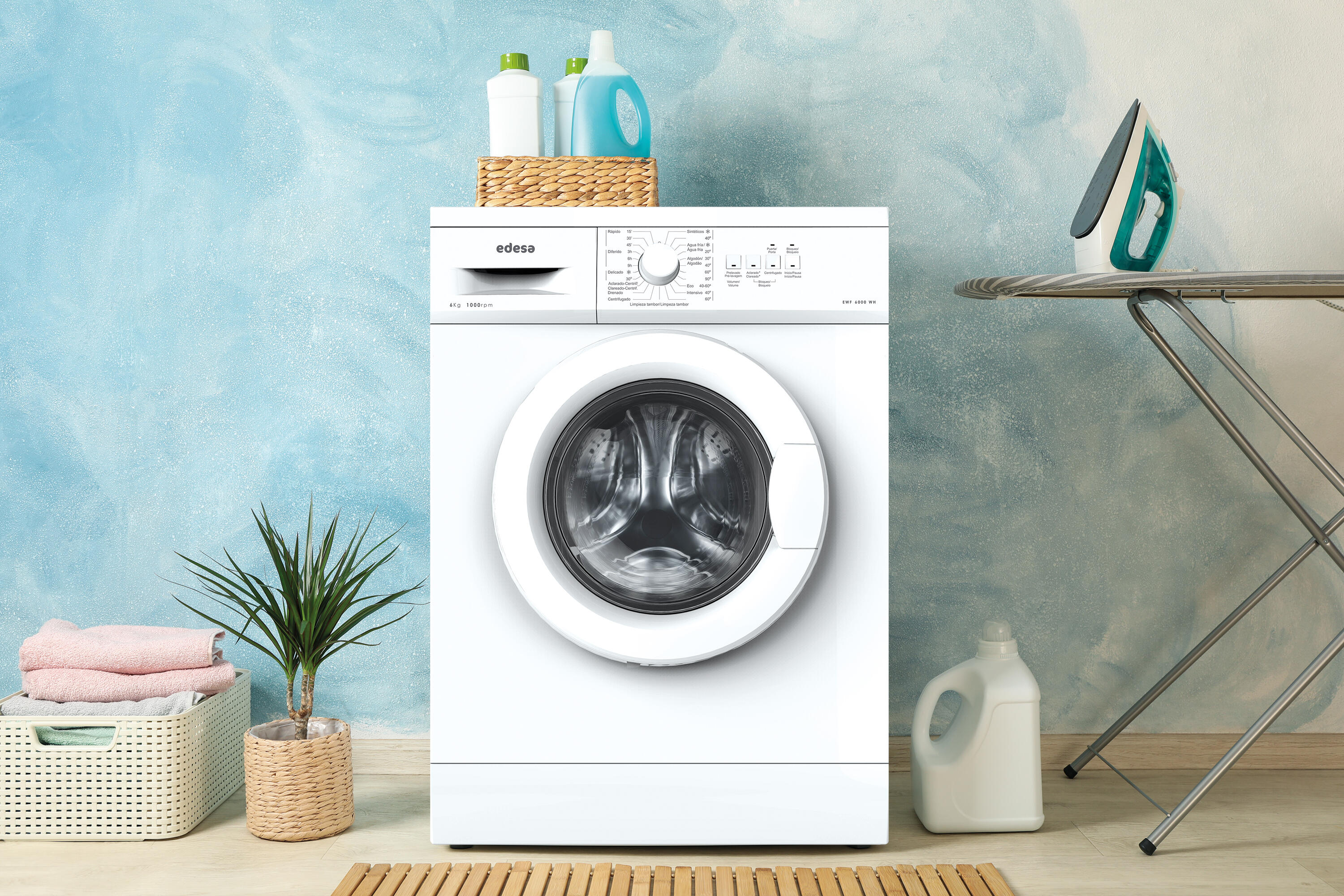 Lavadora EDESA LAVADORA EWF 6000 WH carga frontal 6 Kg 1000 rpm 20 programas clase E blanco - 2