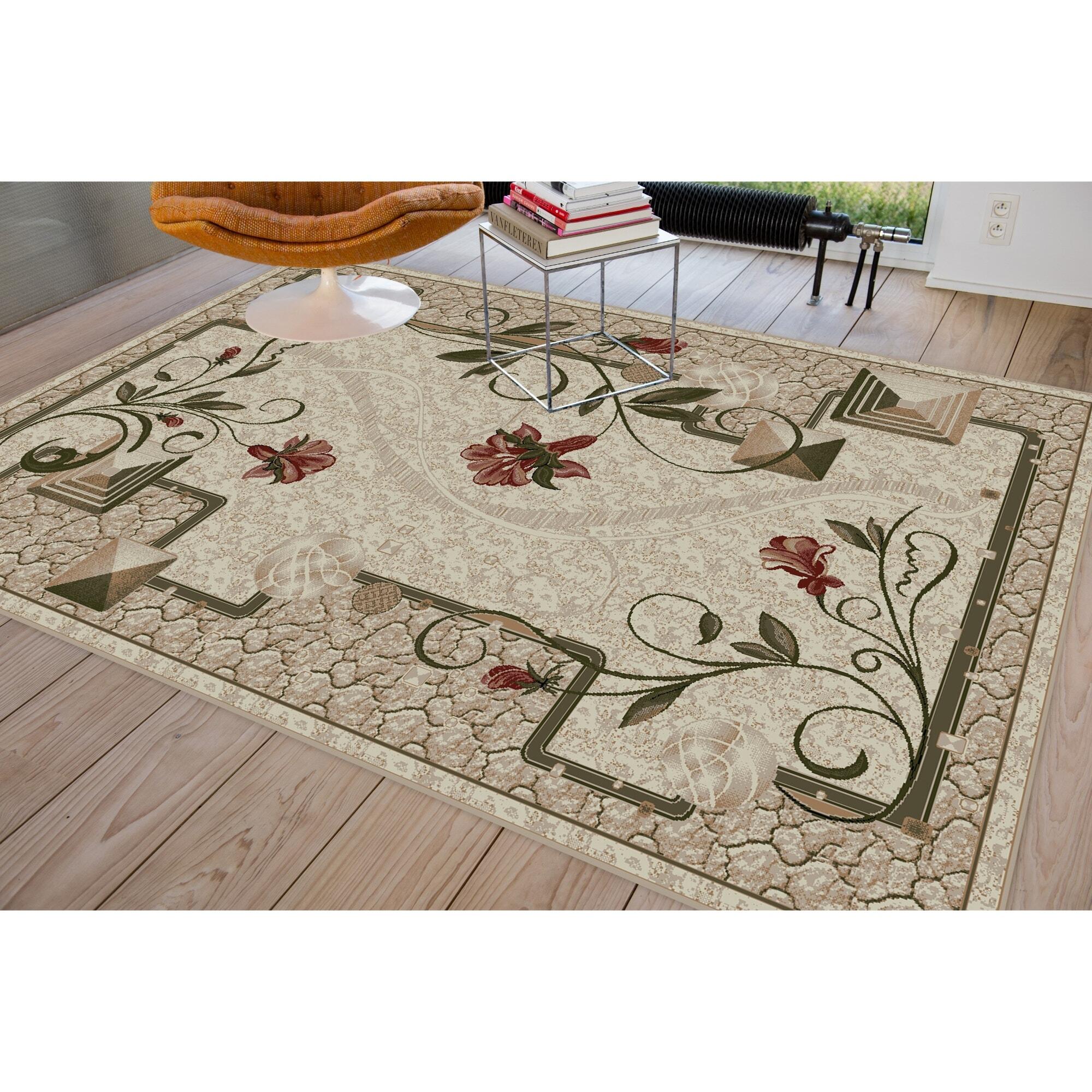 Covor Lotos, polipropilena, 160 x 230 cm, model floral, bej