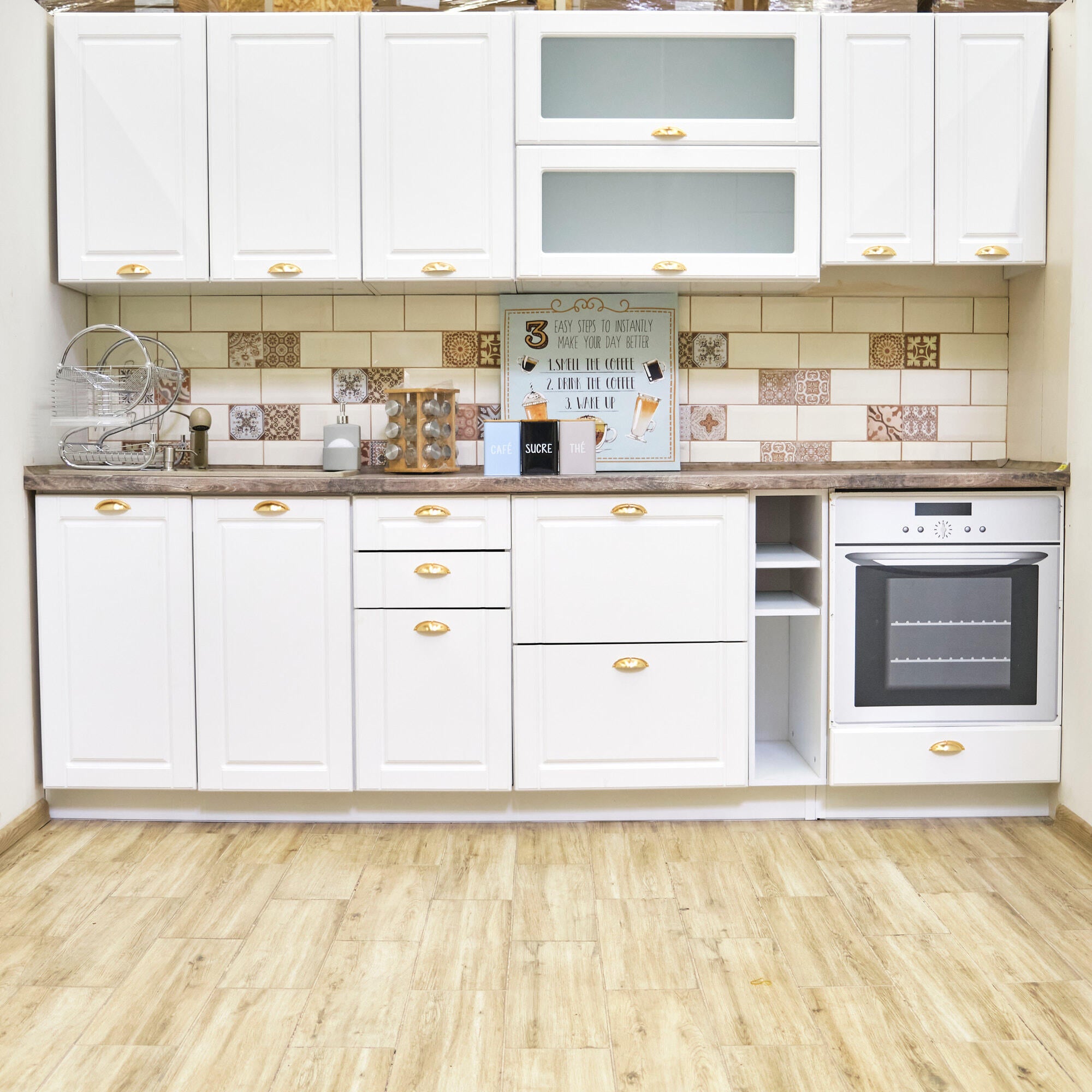 Corp inferior Olivia, 1 usa si 2 sertare, latime 40 cm, material usa MDF infoliat, decor alb mat