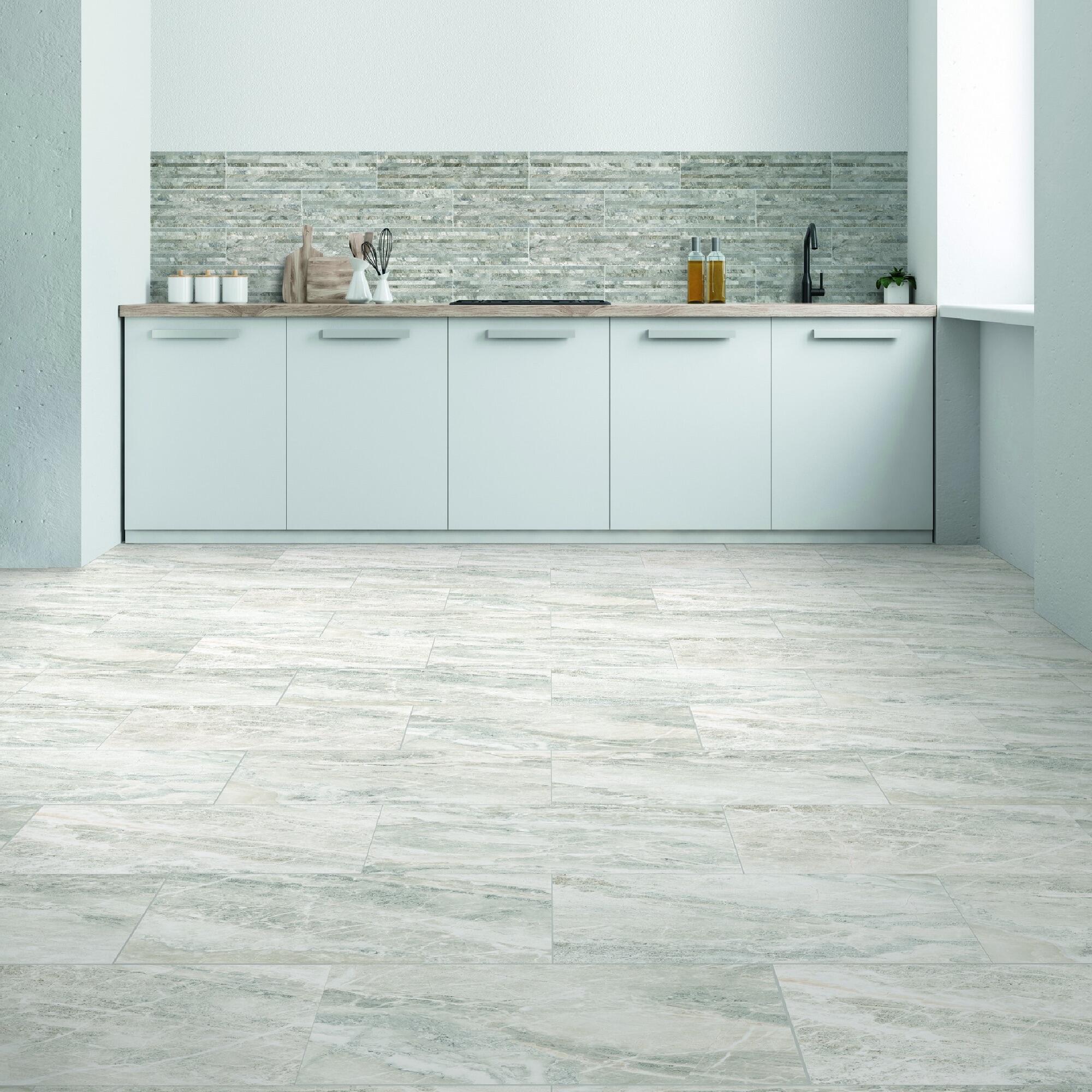 Gresie interior, 34 x 34 cm, Quarzite, aspect marmura, gri, mat