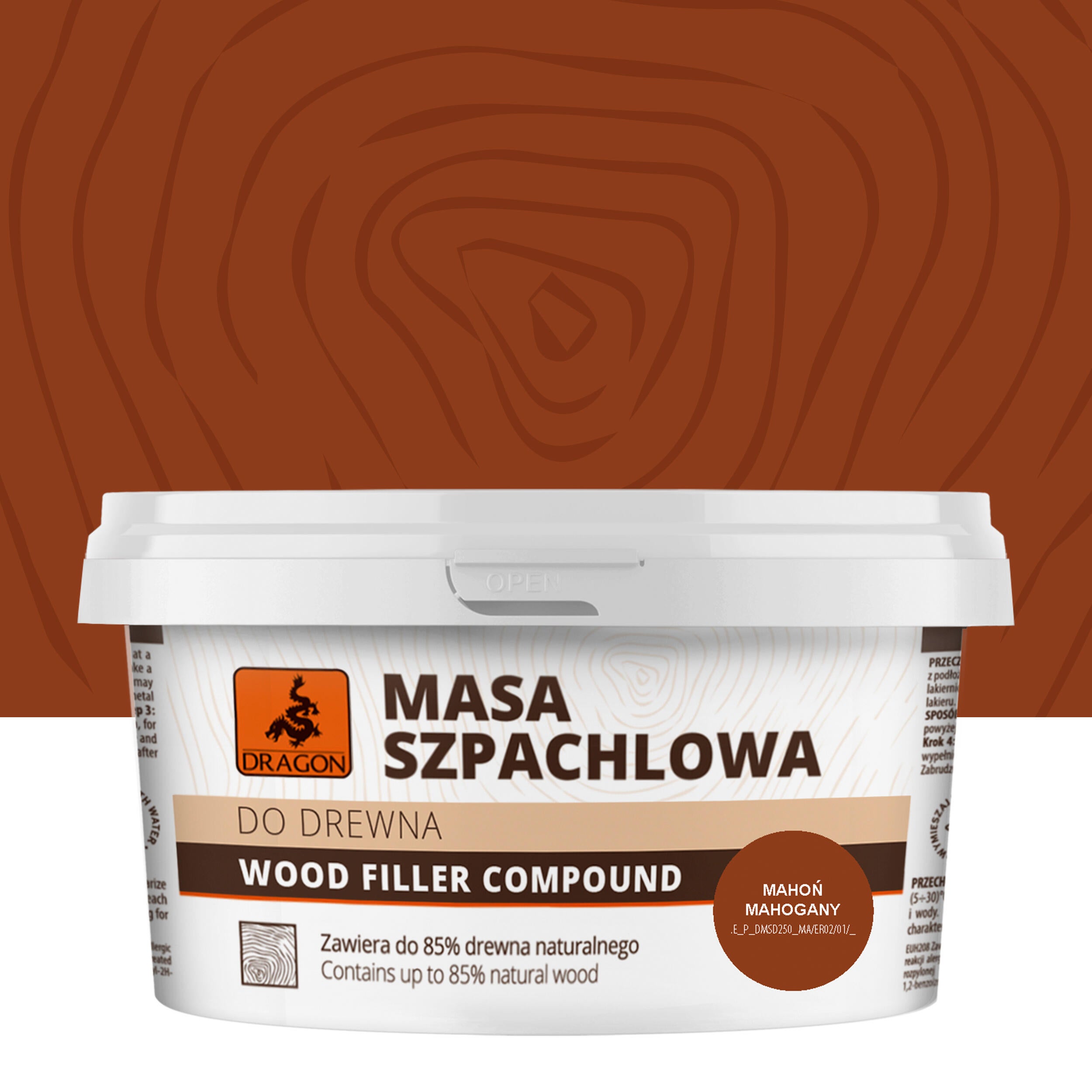 Masa szpachlowa do drewna 0.25 kg Mahoń DRAGON