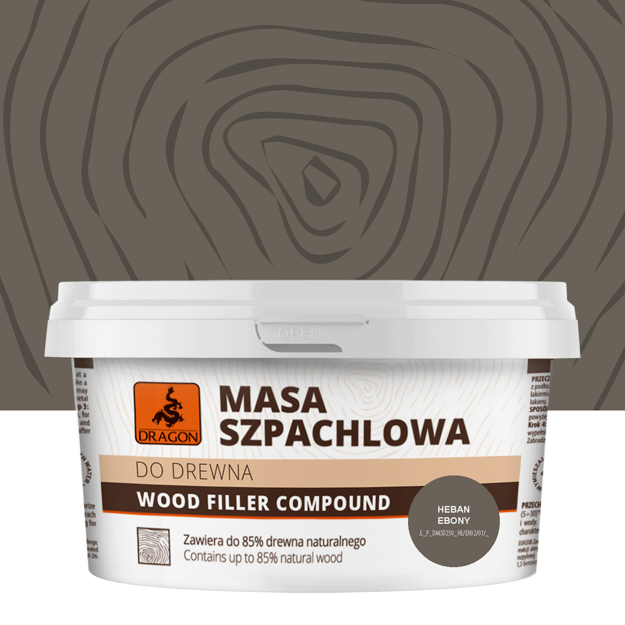 Masa szpachlowa do drewna 0.25 kg Heban DRAGON