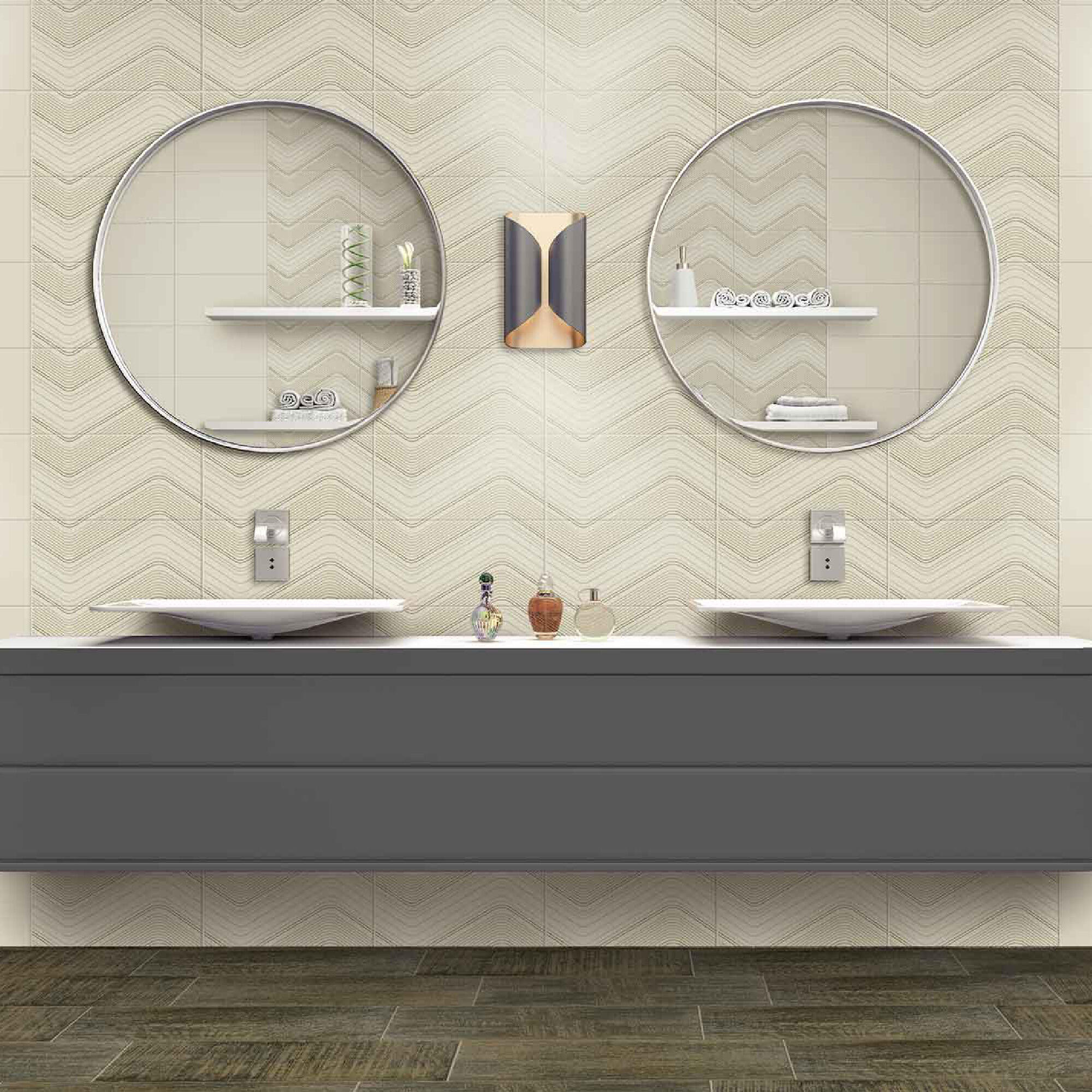 Decor faianta 20.2 x 40.2 cm, Cesarom Elegance, crem
