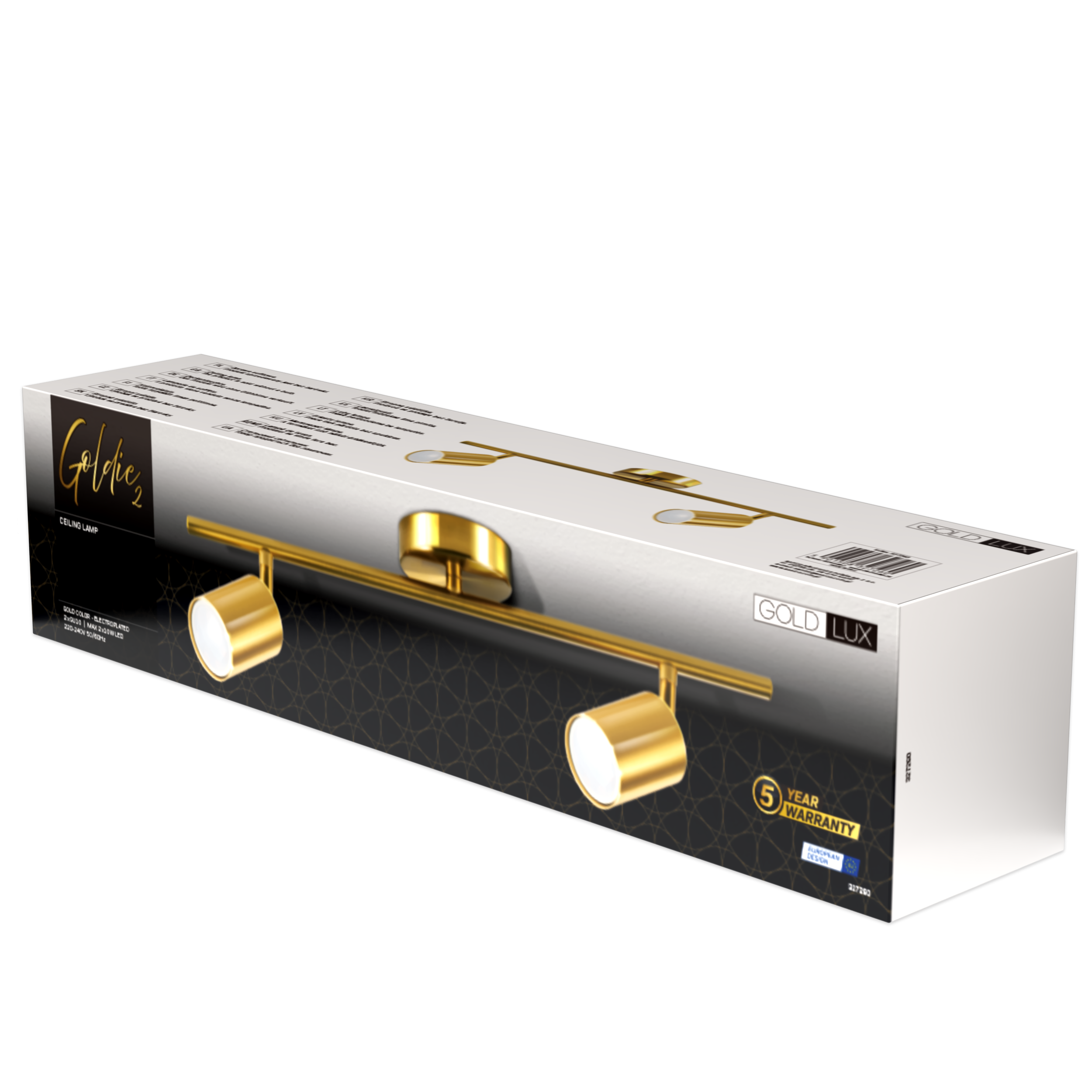 Listwa reflektorowa Goldi złota 2 x GU10 Goldlux - 5
