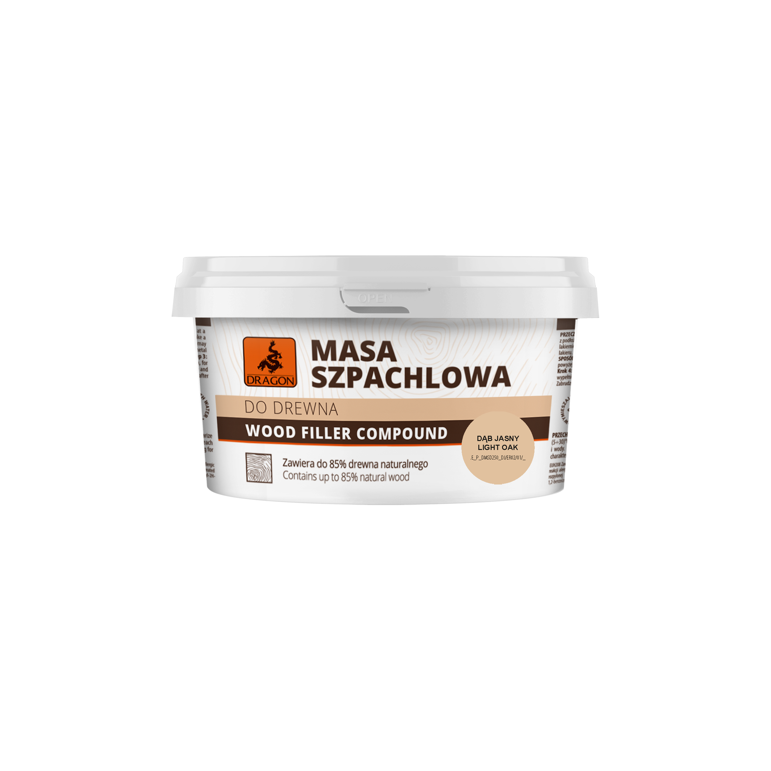 Masa szpachlowa do drewna 0.25 kg Dąb jasny DRAGON - 2