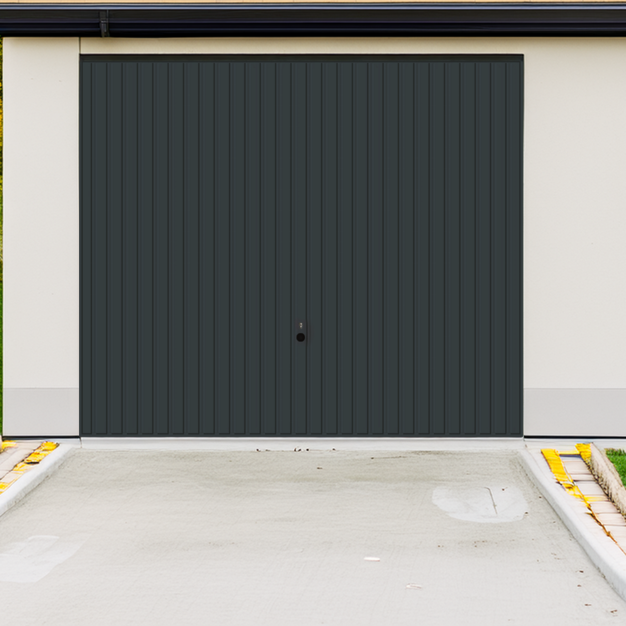 Antracytowa brama garażowa Hormann.