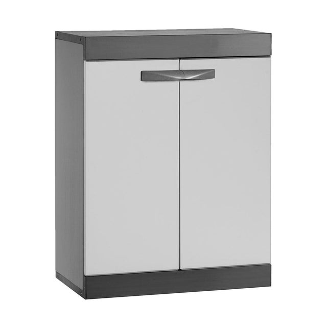 Armadio basso Qadro Basic Recycled GAROFALO in resina, grigio scuro L 63 x H 83 x P 39 cm 2 ante, adatto per interno/esterno