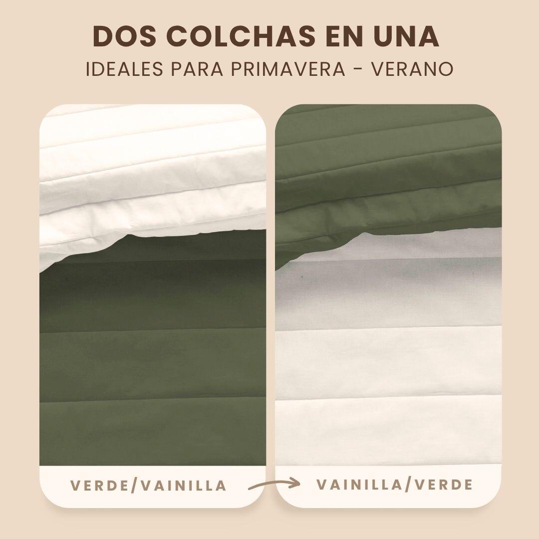 Colcha de cama Bouti Verde75/Vainilla de 250x260 cm para camas de 150 cm
 - 5