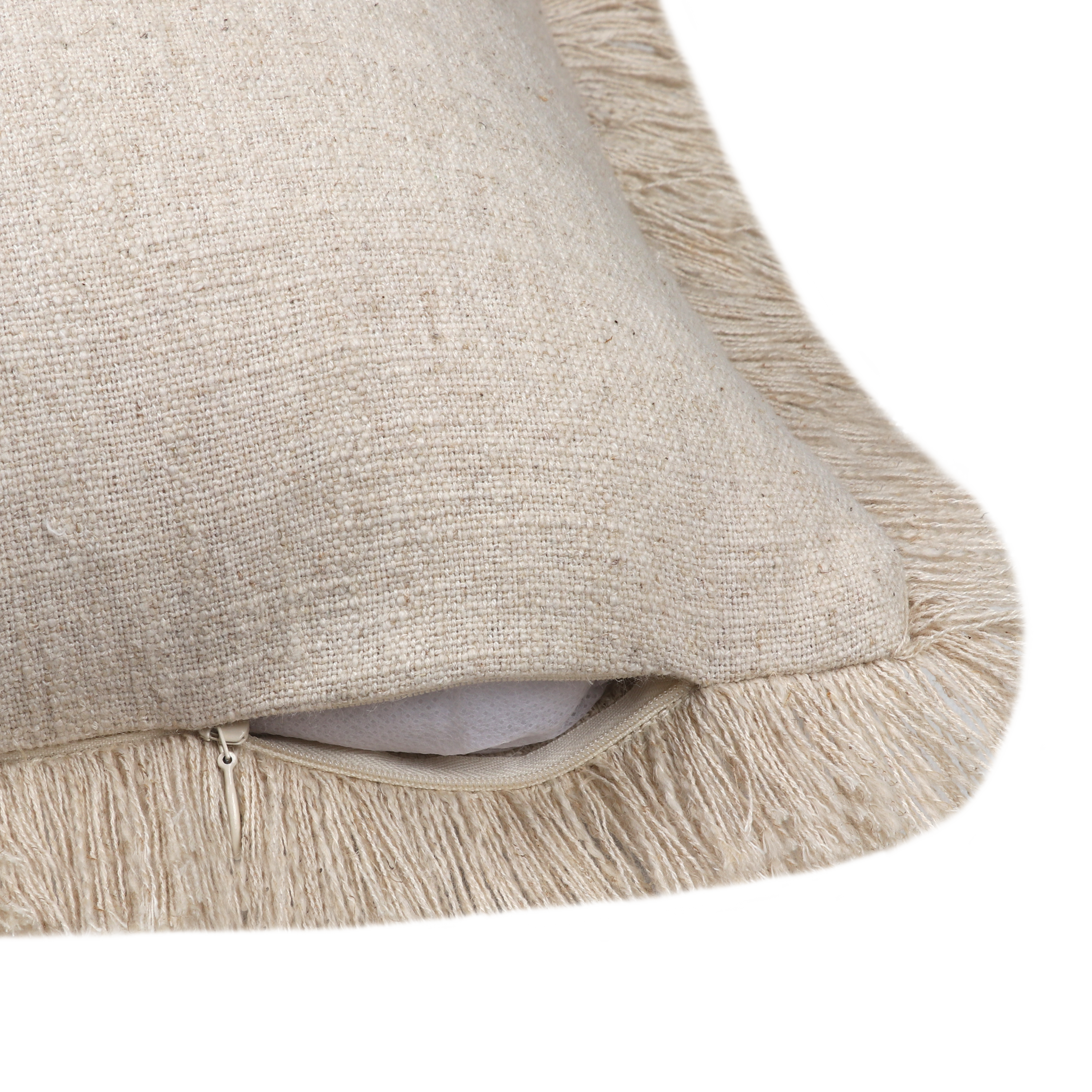 Cojín decorativo rectangular Maple lino rayas algodón, lino natural INSPIRE 30x70cm. Con flecos - 8