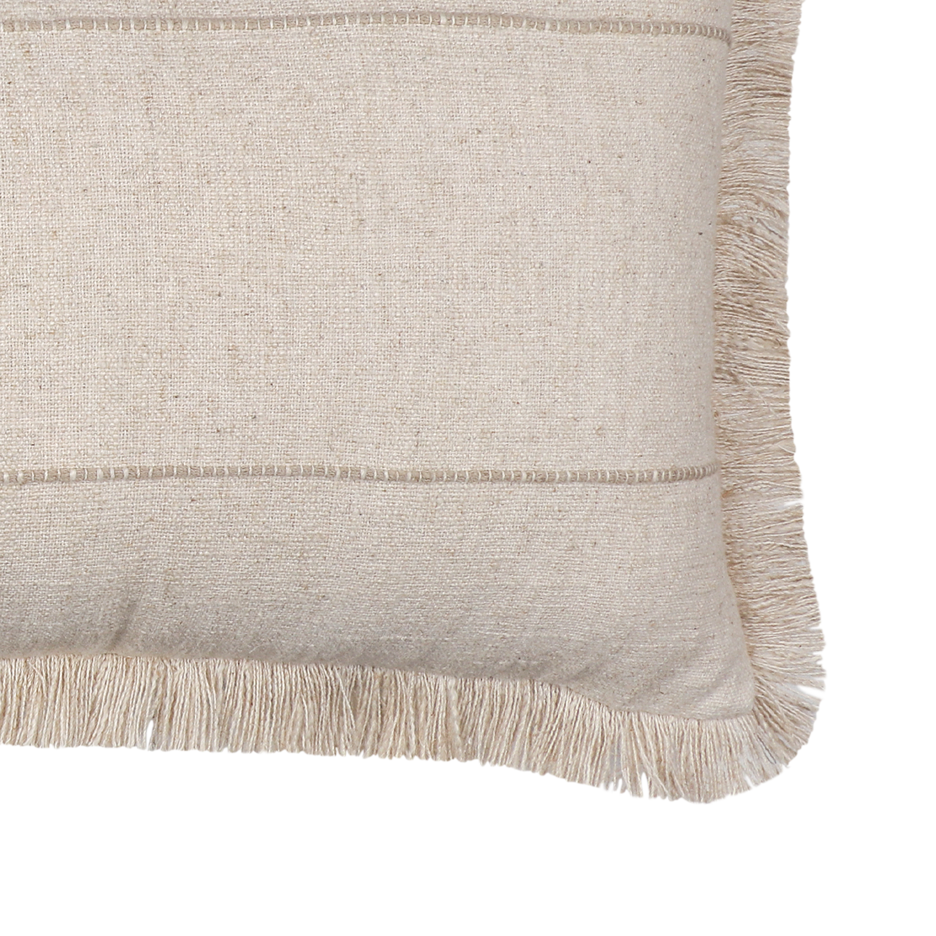 Cojín decorativo rectangular Maple lino rayas algodón, lino natural INSPIRE 30x70cm. Con flecos - 7