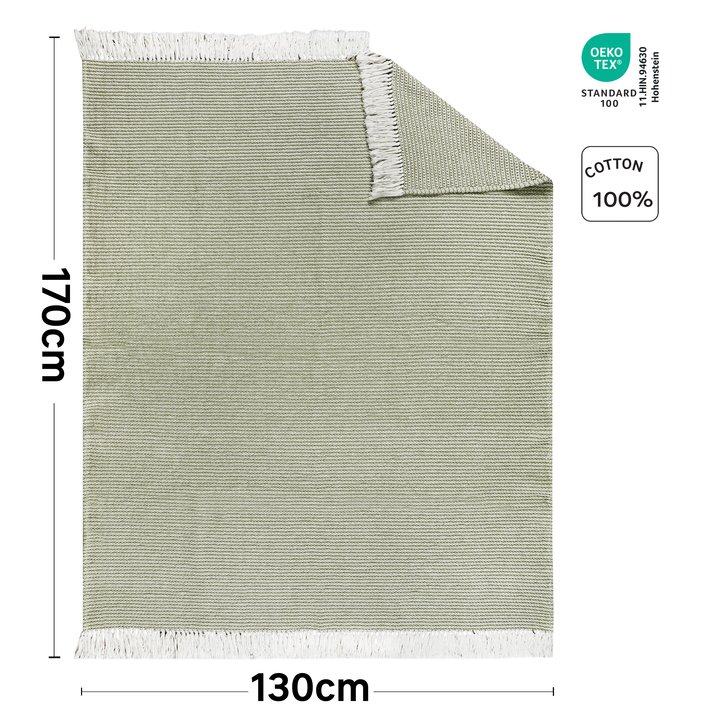 Pled bawełniany River 130 x 170 cm żakardowy beżowy Inspire - 5