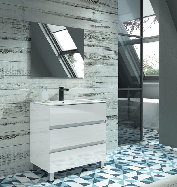 MUEBLE DE BAÑO BOSTON BLANCO 80X45CM 3 CAJONES - 1