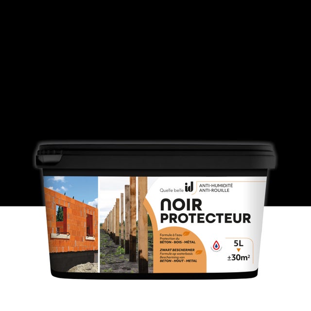 Vernis Noir protecteur exterieur, Anti humidité, anti rouille,  ID 5L