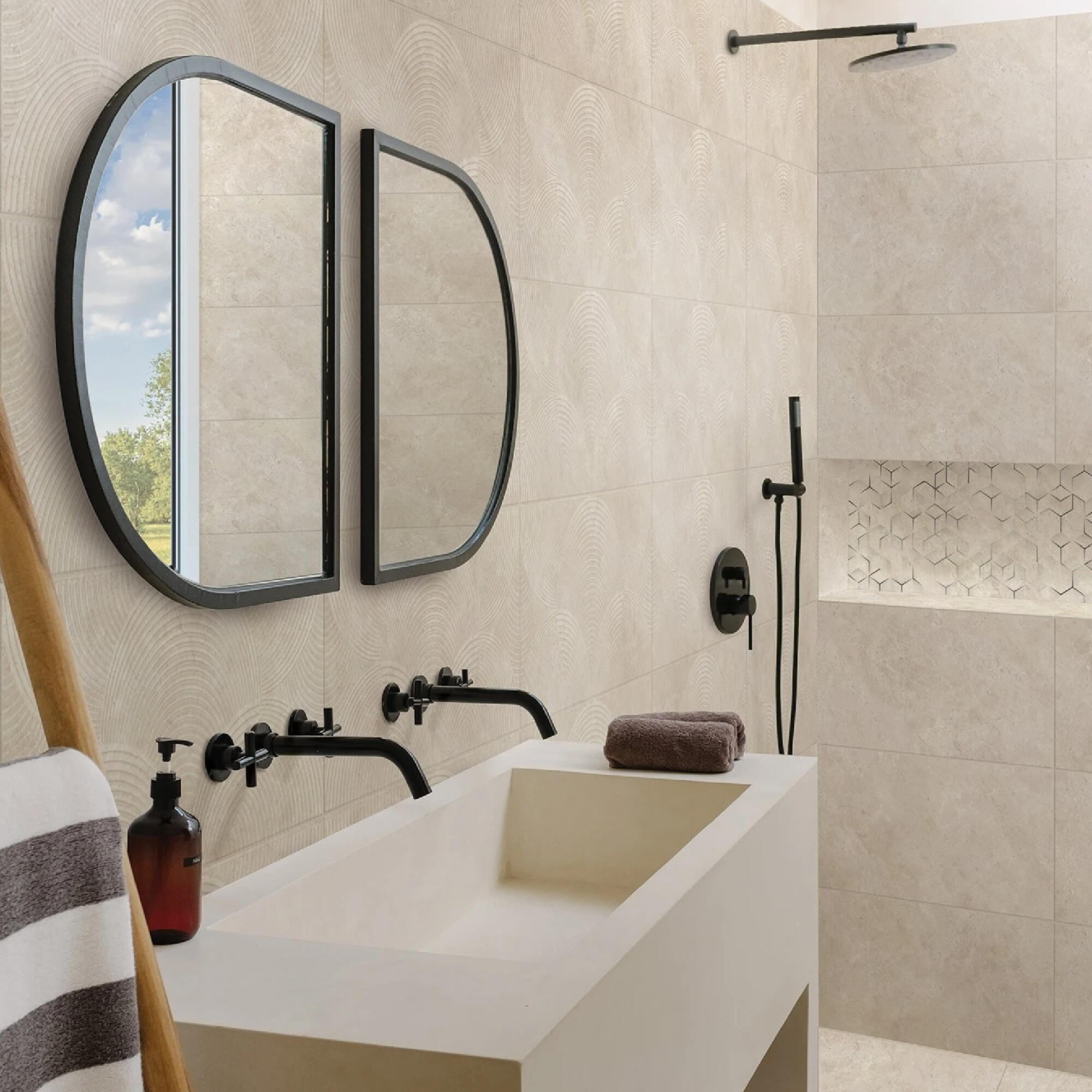 Faianta 30 x 60 cm, Cream, aspect piatra naturala, bej, mat