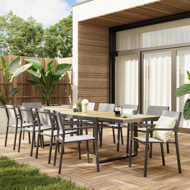 Conjunto de muebles de jardín de aluminio color antracita para 10 comensales