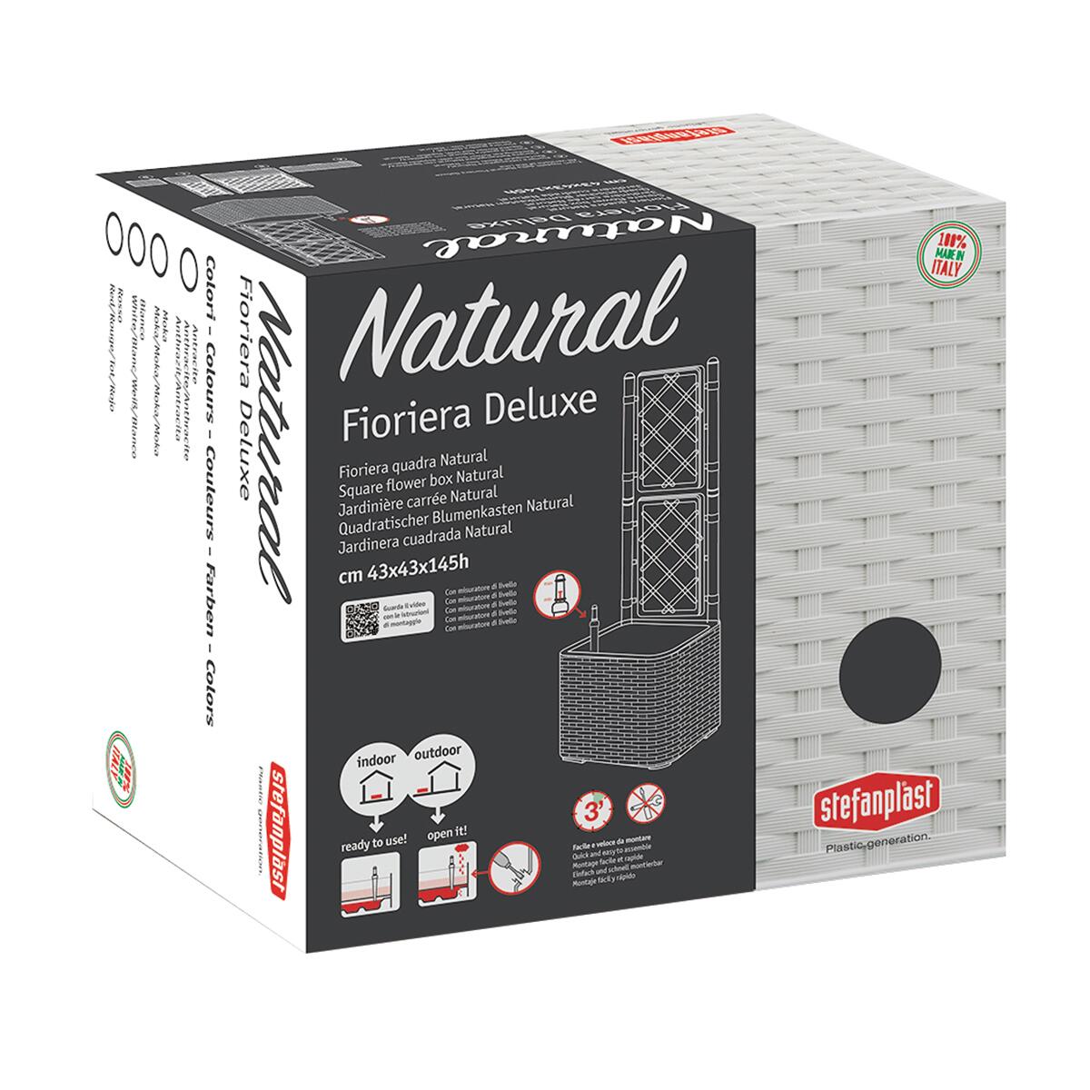 Fioriera con grigliato Deluxe STEFANPLAST in polipropilene bianco H 142 x L 43 x P 43 cm - 13