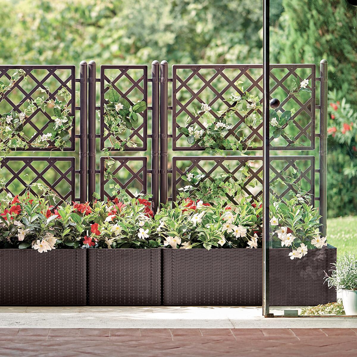Fioriera con grigliato Deluxe STEFANPLAST in polipropilene marrone H 142 x L 43 x P 43 cm - 3