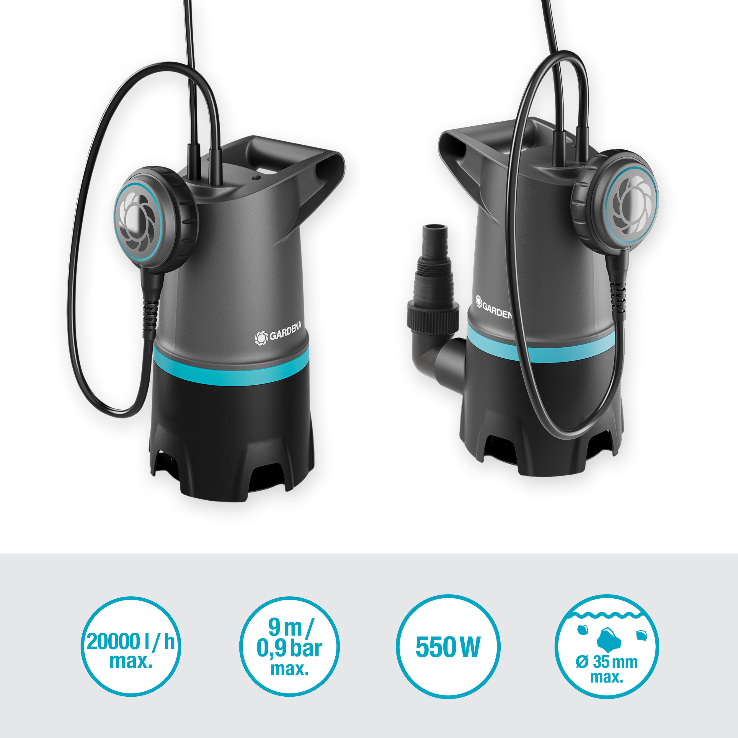 Pompe d'évacuation eaux chargées GARDENA 20000 l/h - 3