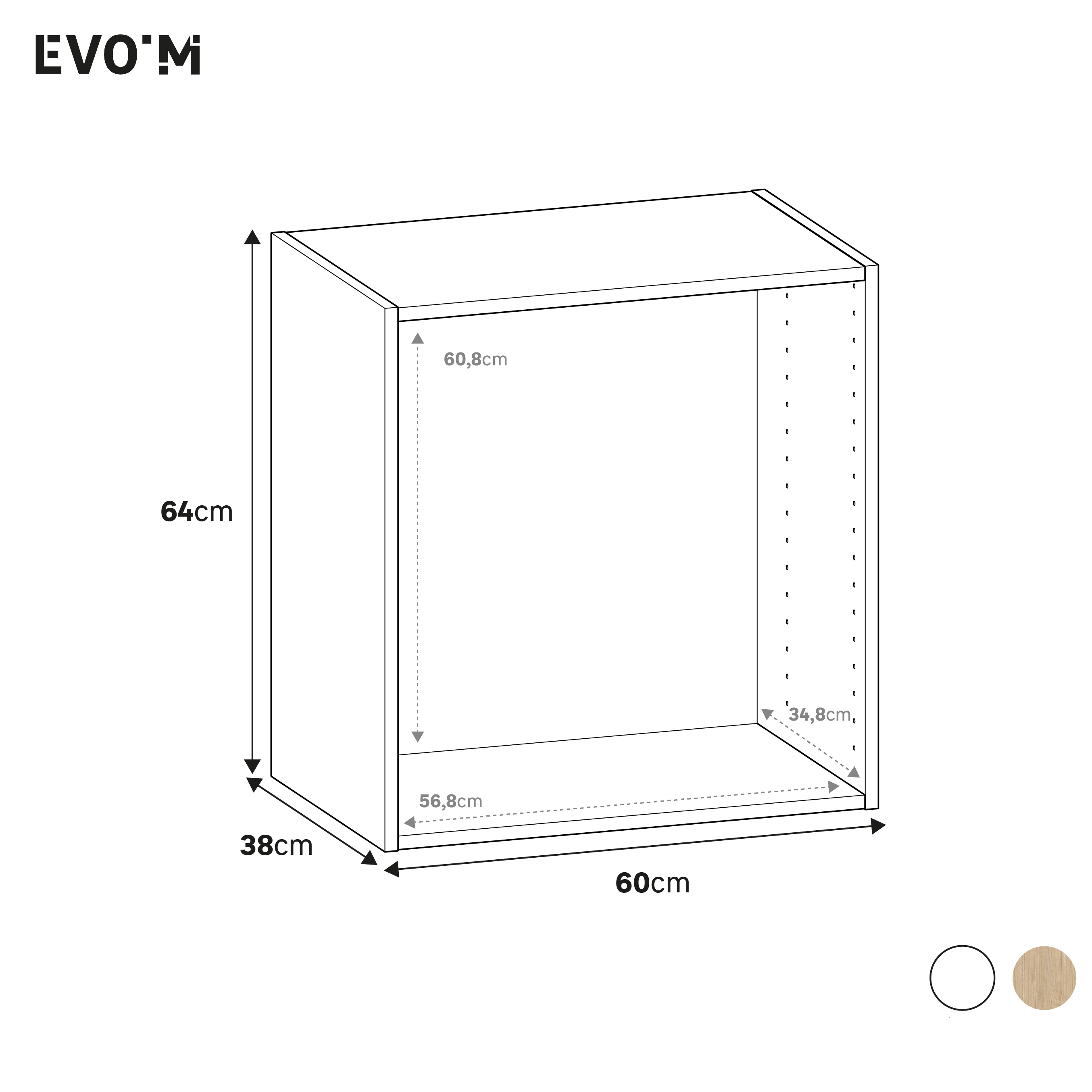 Móvel inferior Spaceo Evo'M 60x38x64cm carvalho - 4