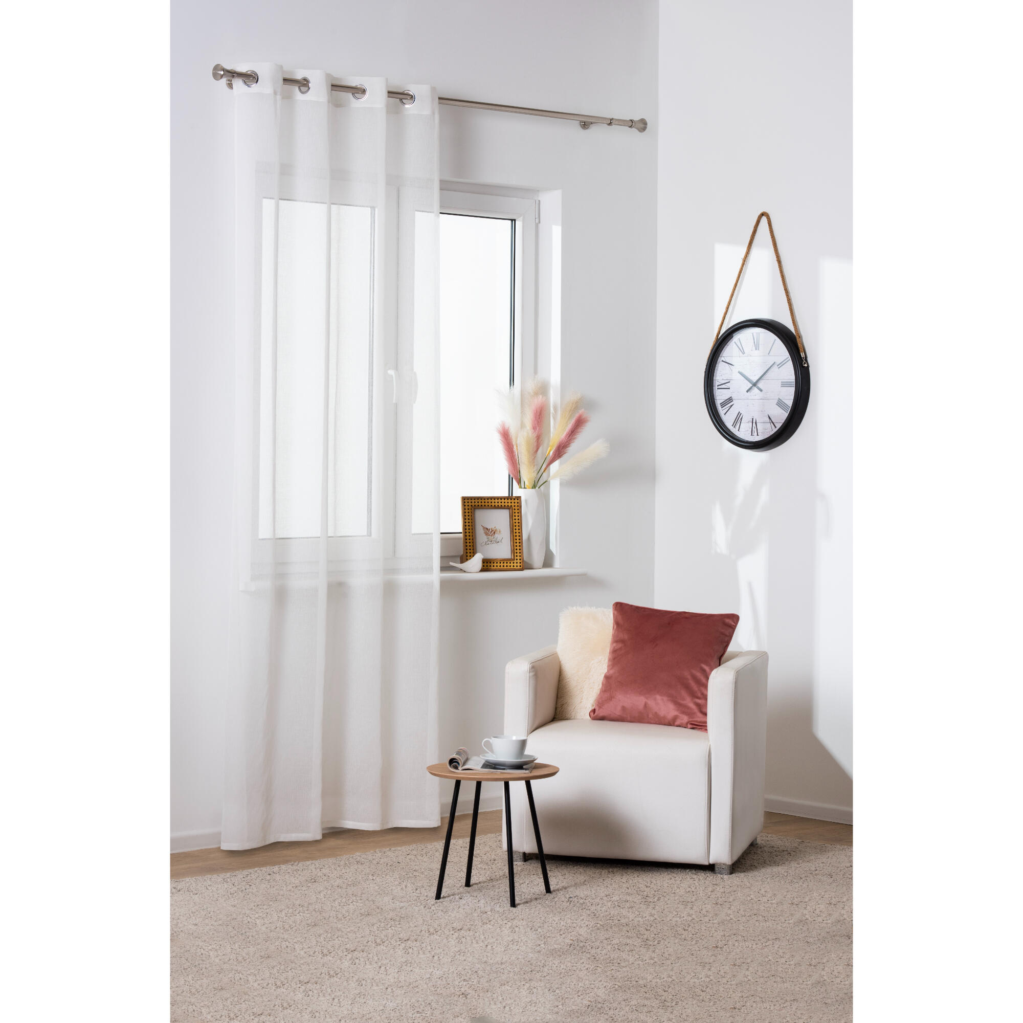 Perdea 290 x 260 cm Gaja, model uni, cu inele, alb