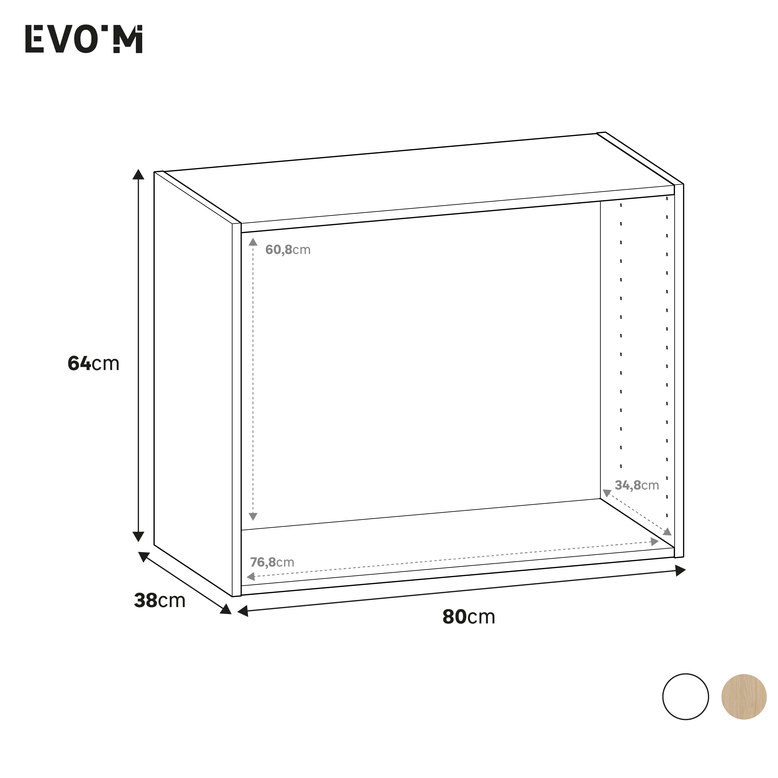 Módulo de móvel inferior branco 80x38x64 cm Spaceo Evo´M - 3