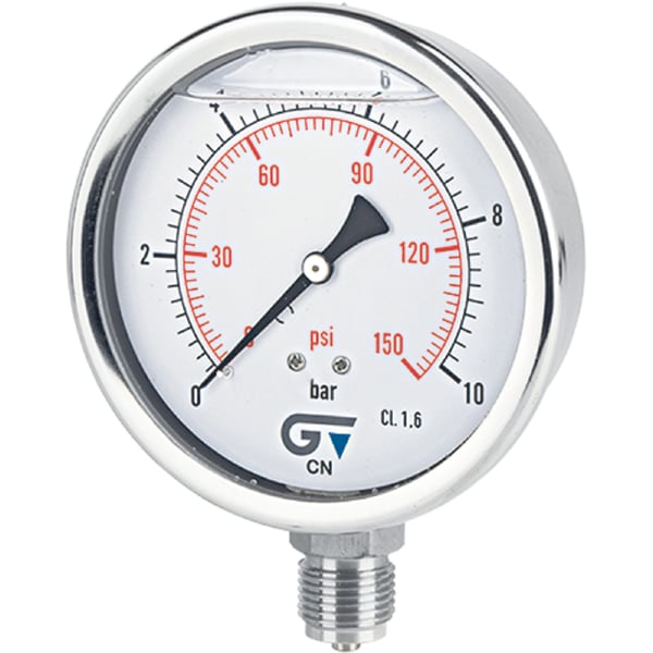 MANÓMETRO GLICERINA DN 100 CONEXIÓN INFERIOR 0-16 BAR