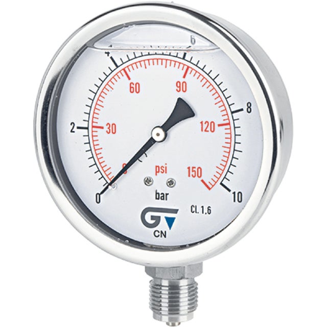MANÓMETRO GLICERINA DN 100 CONEXIÓN INFERIOR 0-16 BAR