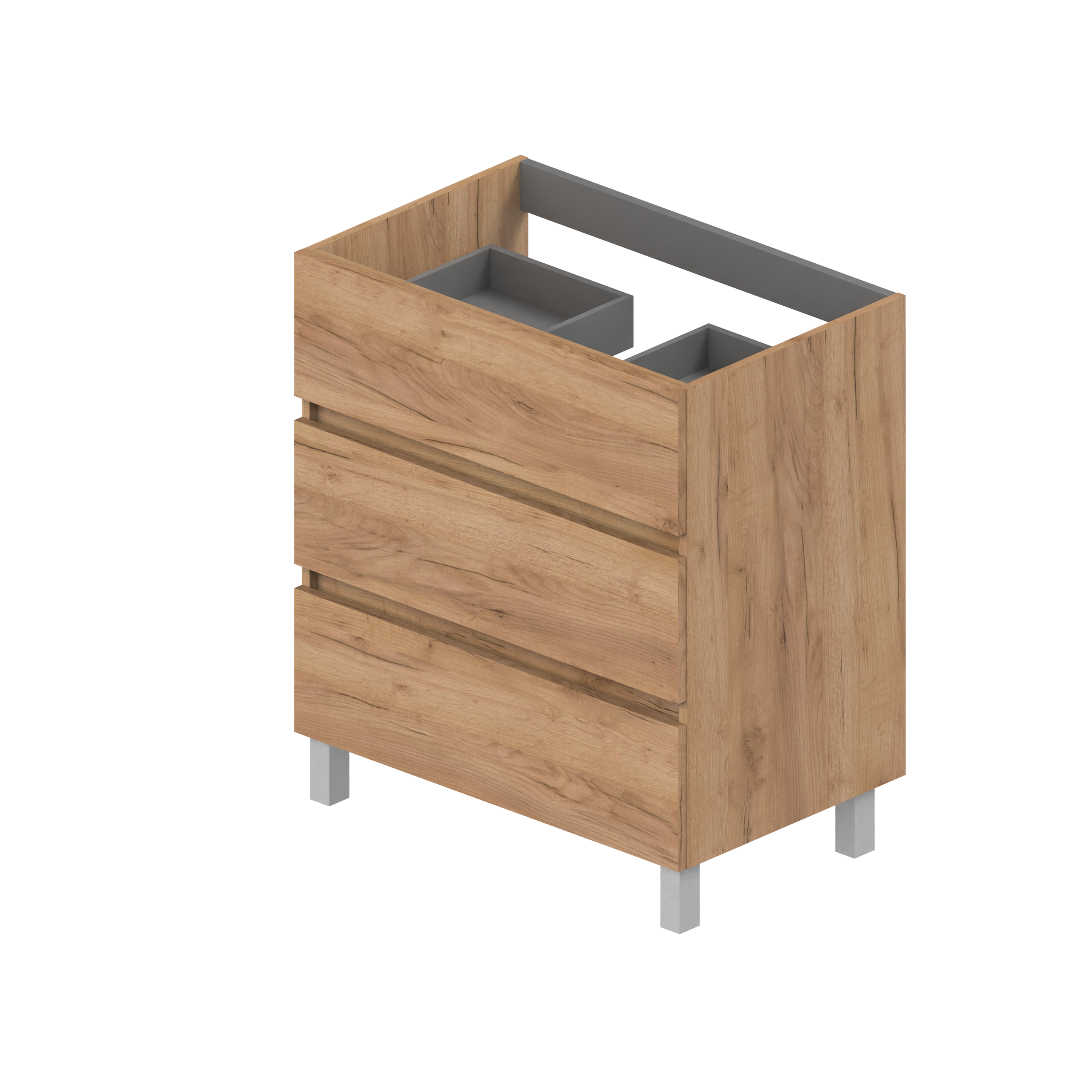 MUEBLE DE BAÑO BOSTON ROBLE 70X45CM 3 CAJONES - 2