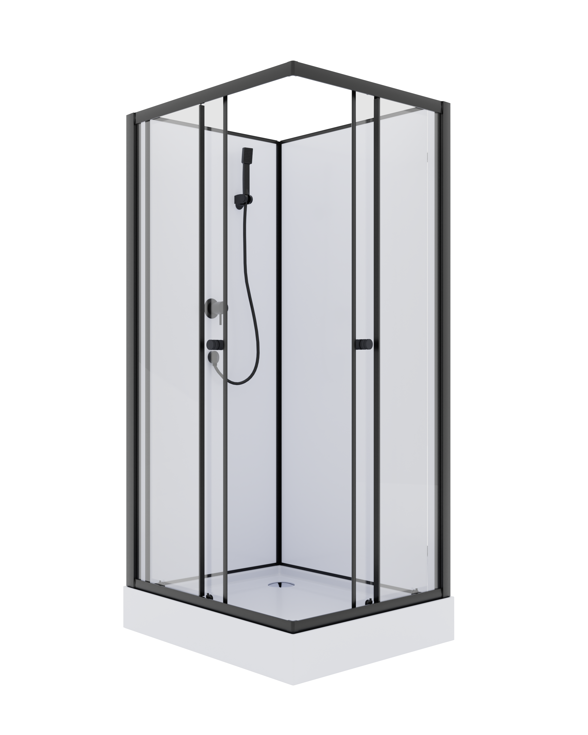 Kabina prysznicowa z brodzikiem prostokątna Smart 100x80x15 cm czarne profile Savana