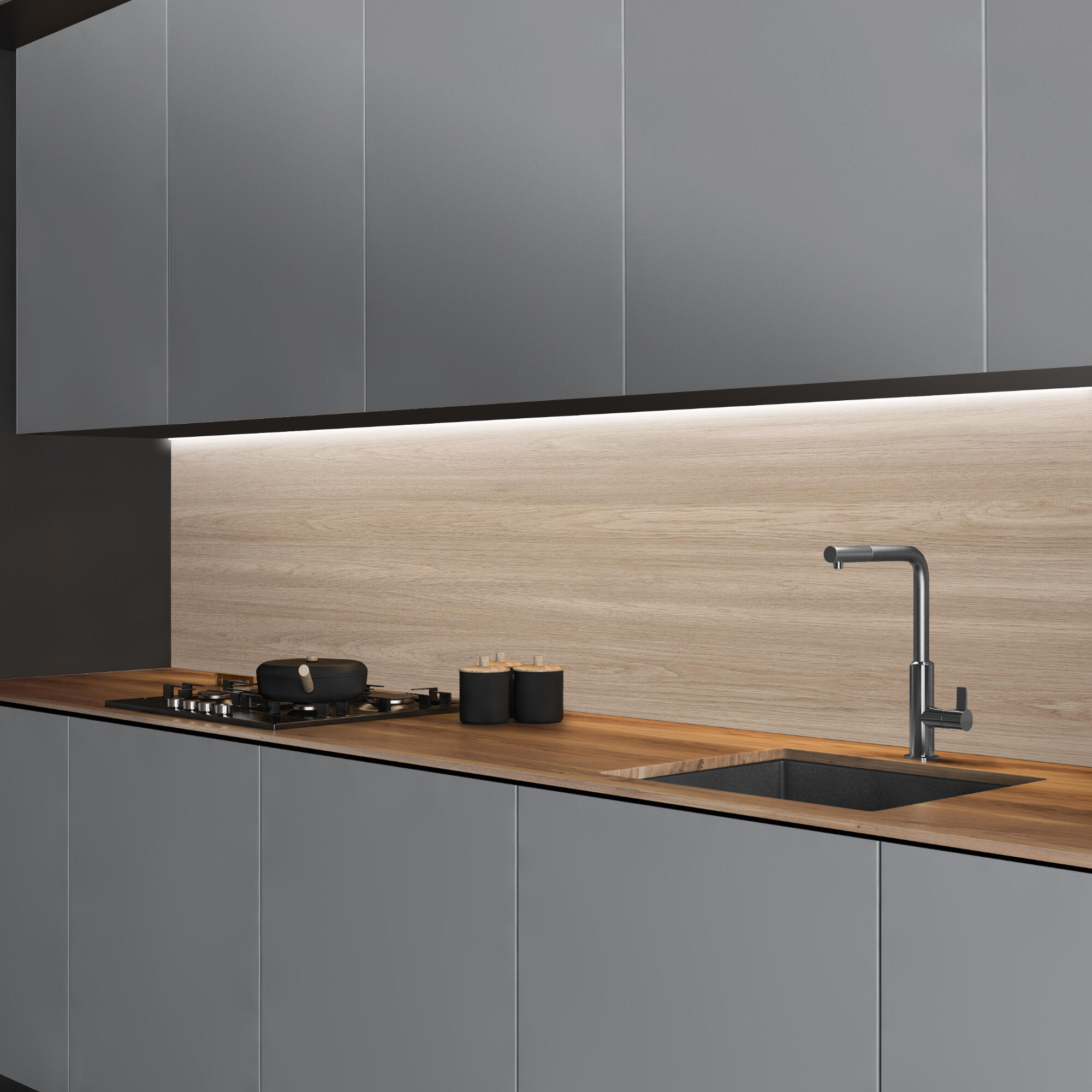 Panou antistropire bucatarie, 300 x 60 x 0.3 cm, 2 fete, decor Lemn