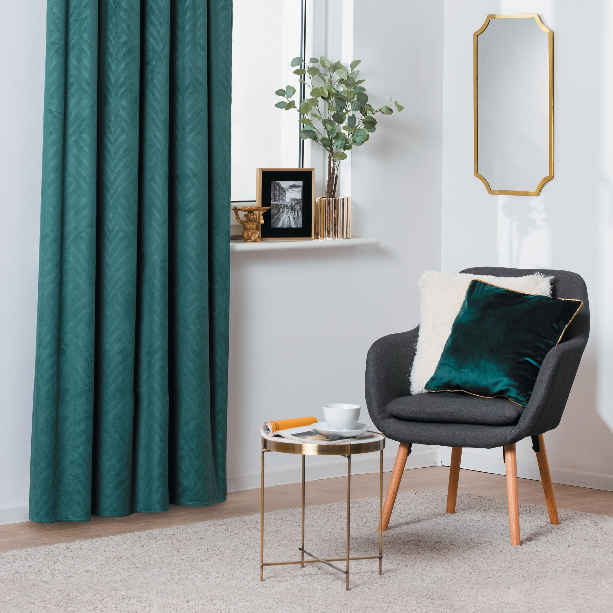 Draperie 200 x 245 cm, Erte, cu inele, verde