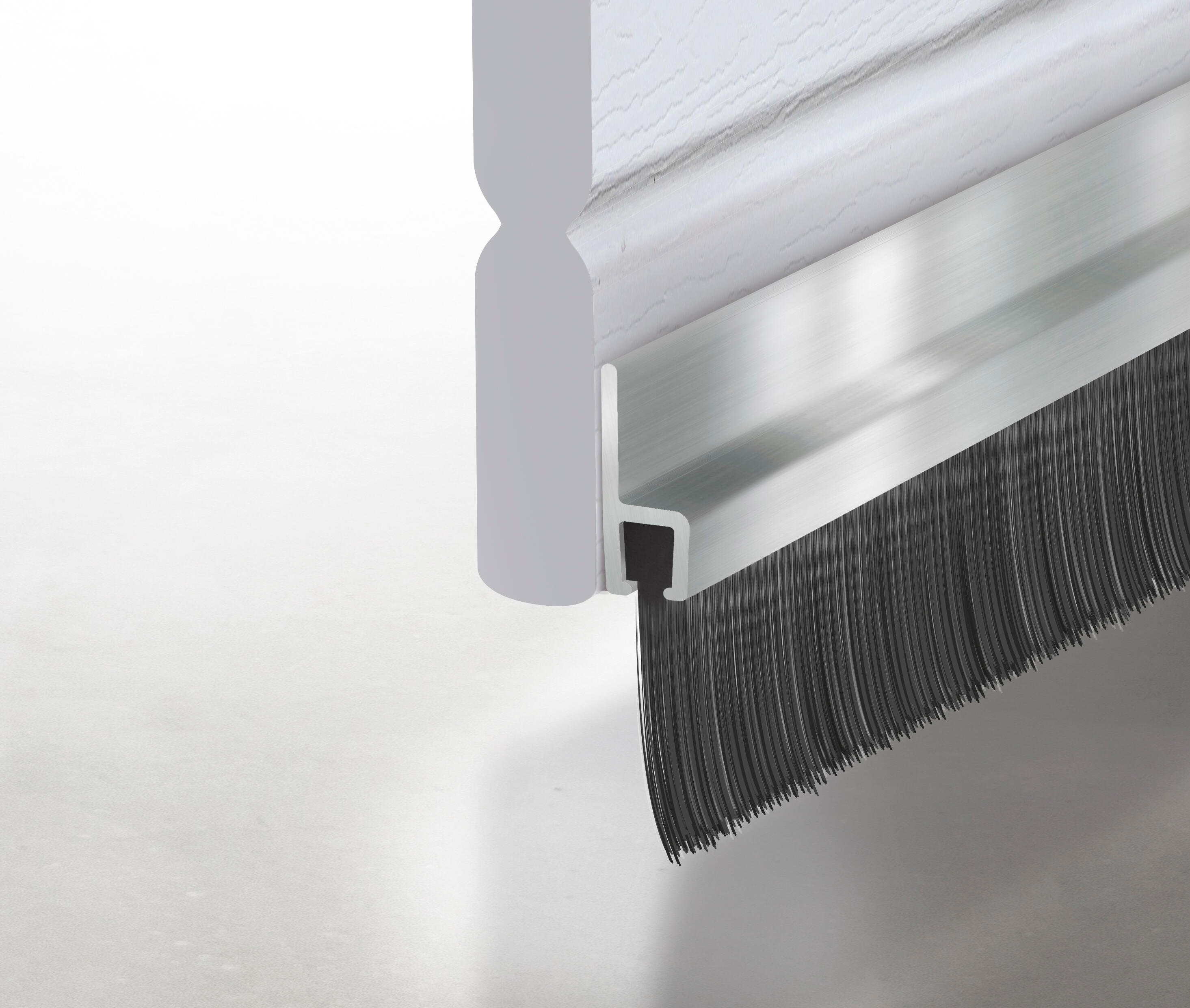 Bas de porte de garage à visser brosse AXTON, L. 250 cm aluminium - 2