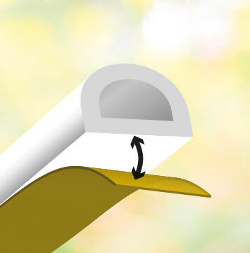 Burlete para ventanas y puertas AXTON adhesivo en color blanco, 9 mm de anchura x 6 m de longitud. Impide el paso del agua. Perfil junta D. Recortable. Tipo de instalación encolado. - 3