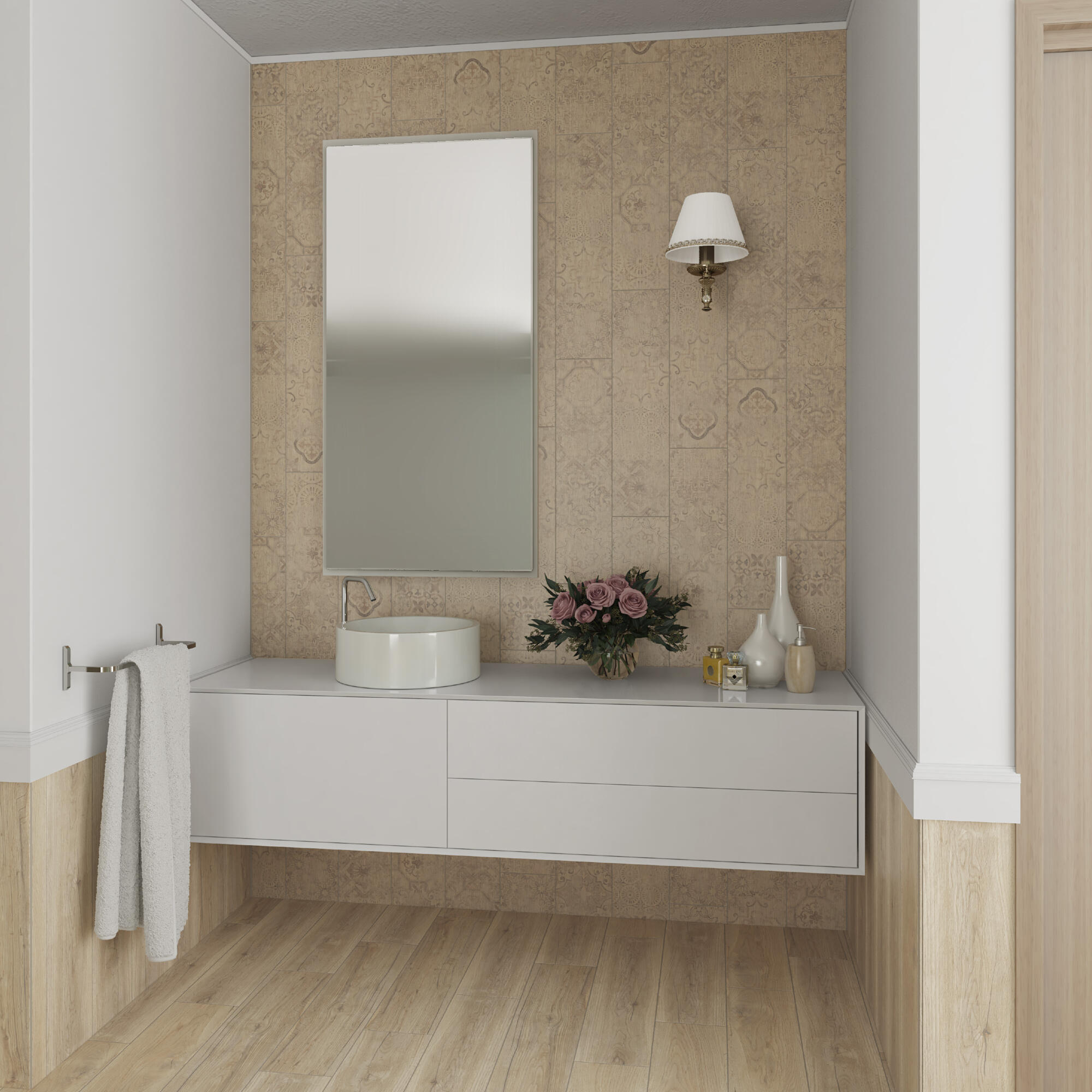 Gresie interior portelanata, 15.5 x 60.5 cm, Denver, tip parchet, bej ...