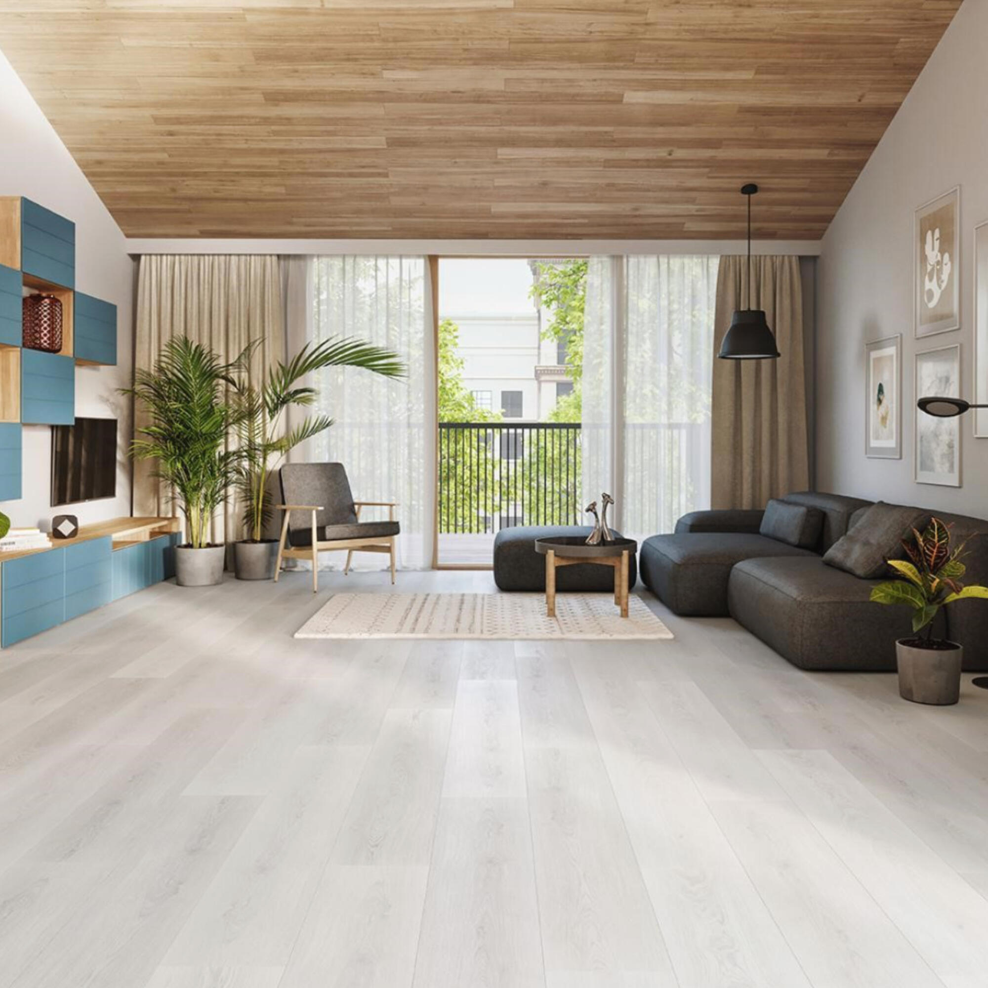 Parchet SPC cu izolator, 5.3 mm, Afirmax Takeda Oak, gri, rezistent la ...