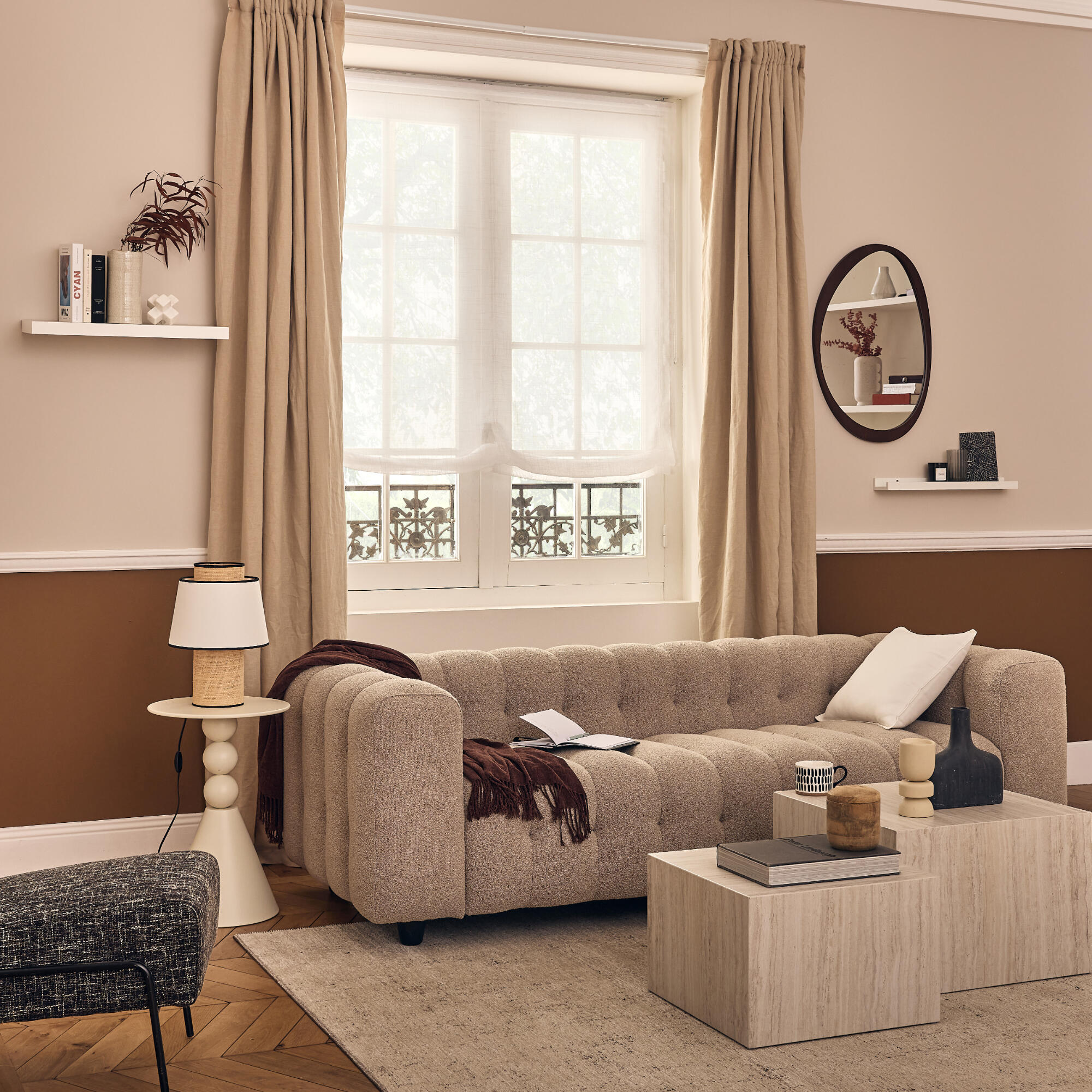 Stor roman Inspire Teo cu pliuri, 165 x 175 cm, alb