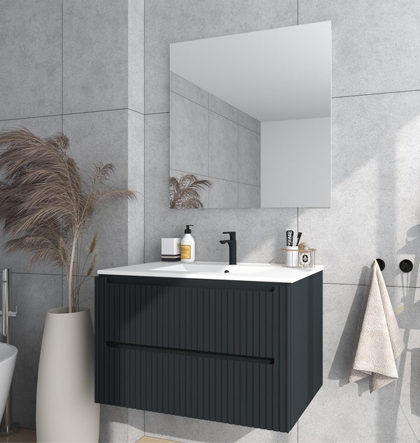 MUEBLE DE BAÑO BLUR NEGRO MATE 60X45CM 2 CAJONES