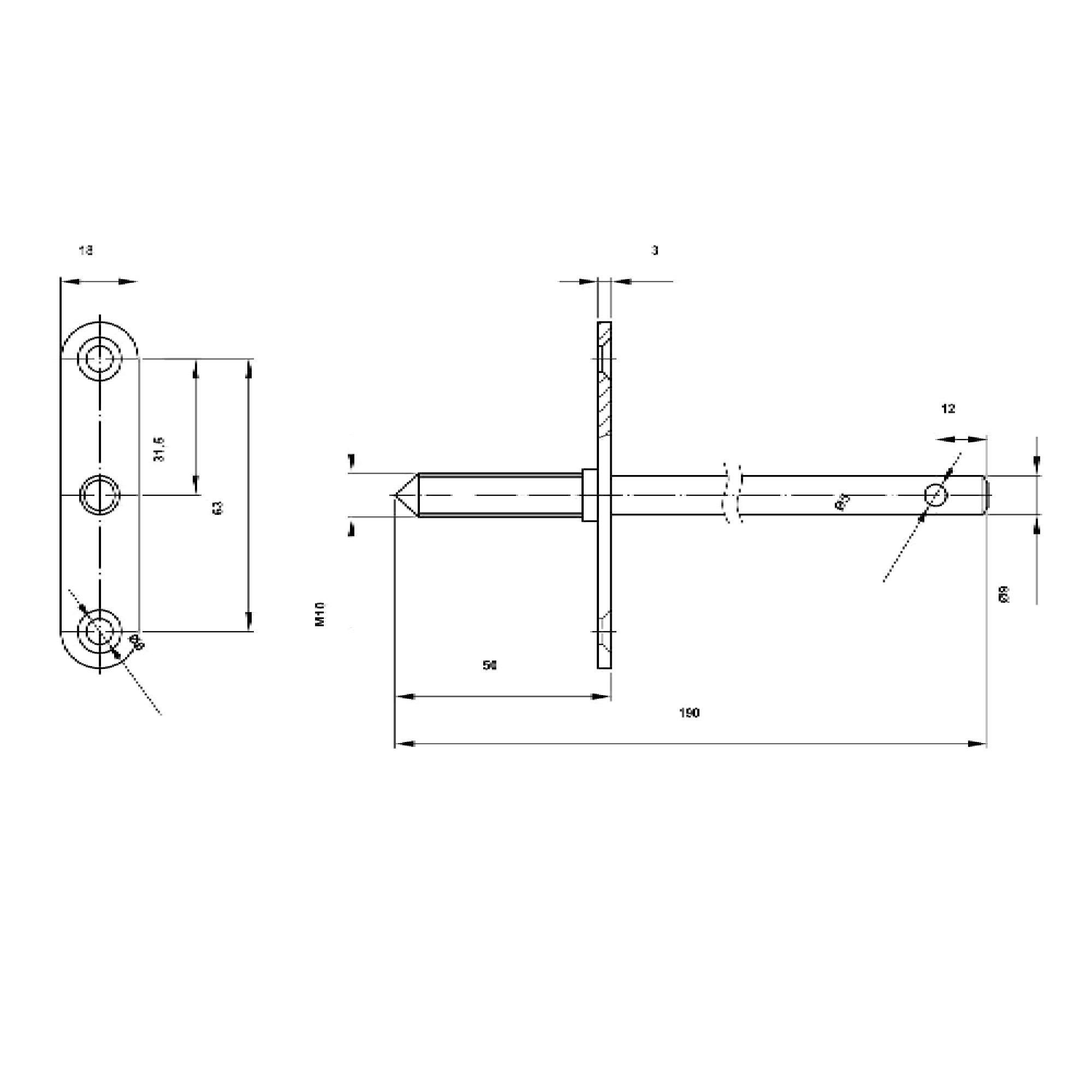 Suport pentru raft cu prindere ascunsa, 190 mm
