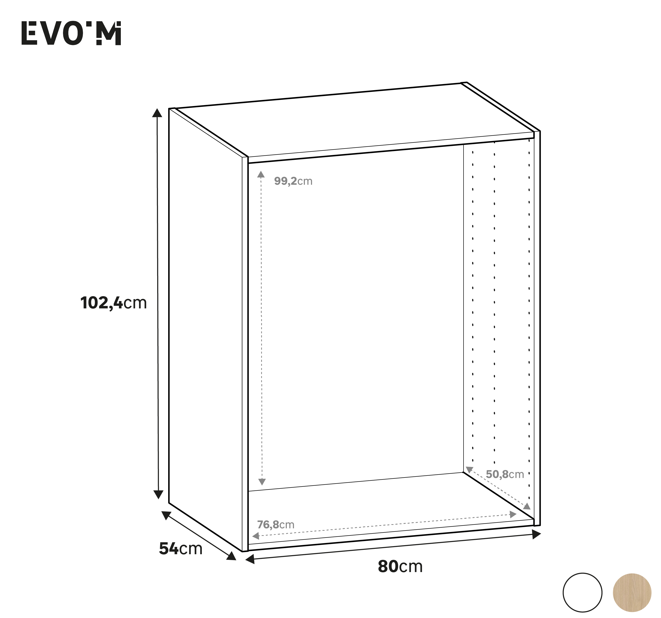 Móvel inferior Spaceo Evo'M 80x54x102.4cm branco - 4