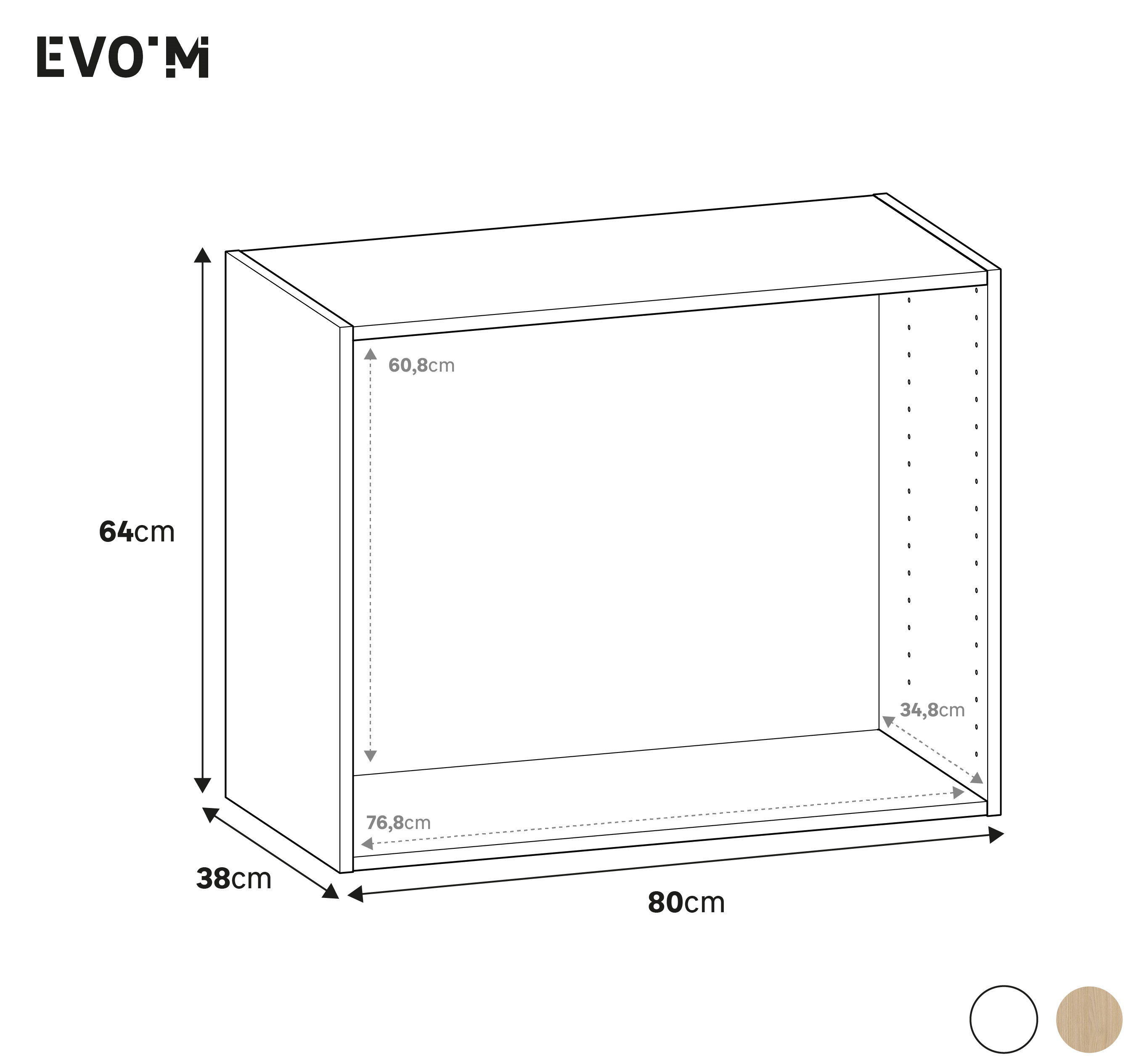 Móvel inferior Spaceo Evo'M 80x38x64 cm carvalho - 4