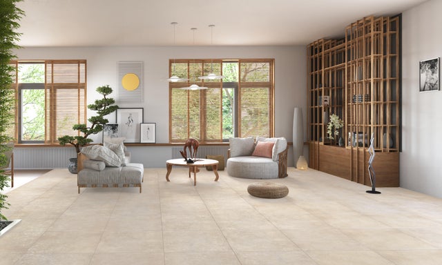 Piastrella da pavimento interno in gres porcellanato 60 x 60 cm rettificato smaltato digitale beige opaco Enigma Pro R9 traffico intenso (pei 4/5) Sp. 8.5 mm 1.08 mq