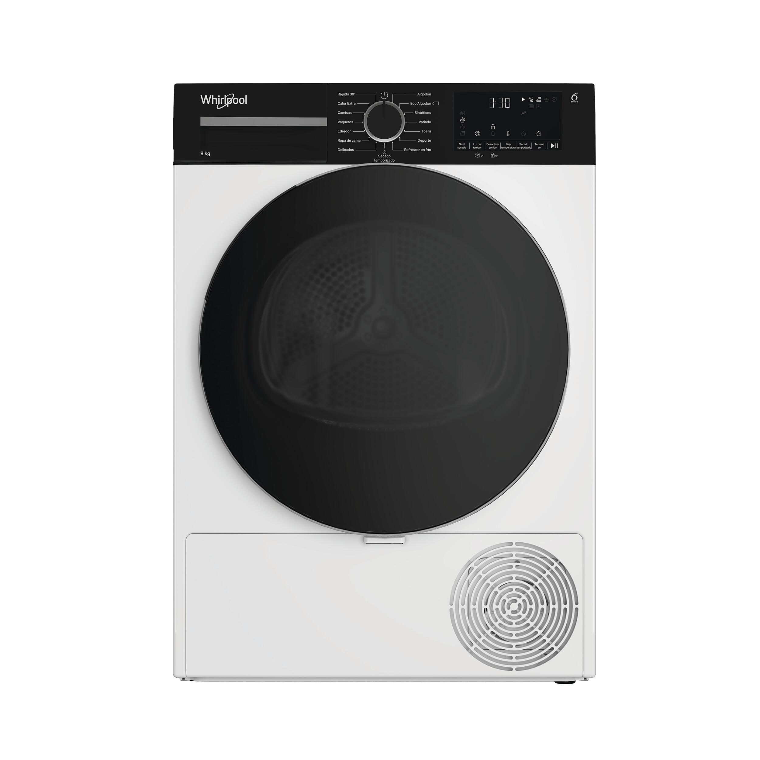 Secadora con bomba de calor whirlpool c wsd 83m wbs es 8 kg 15 programas clase d blanco