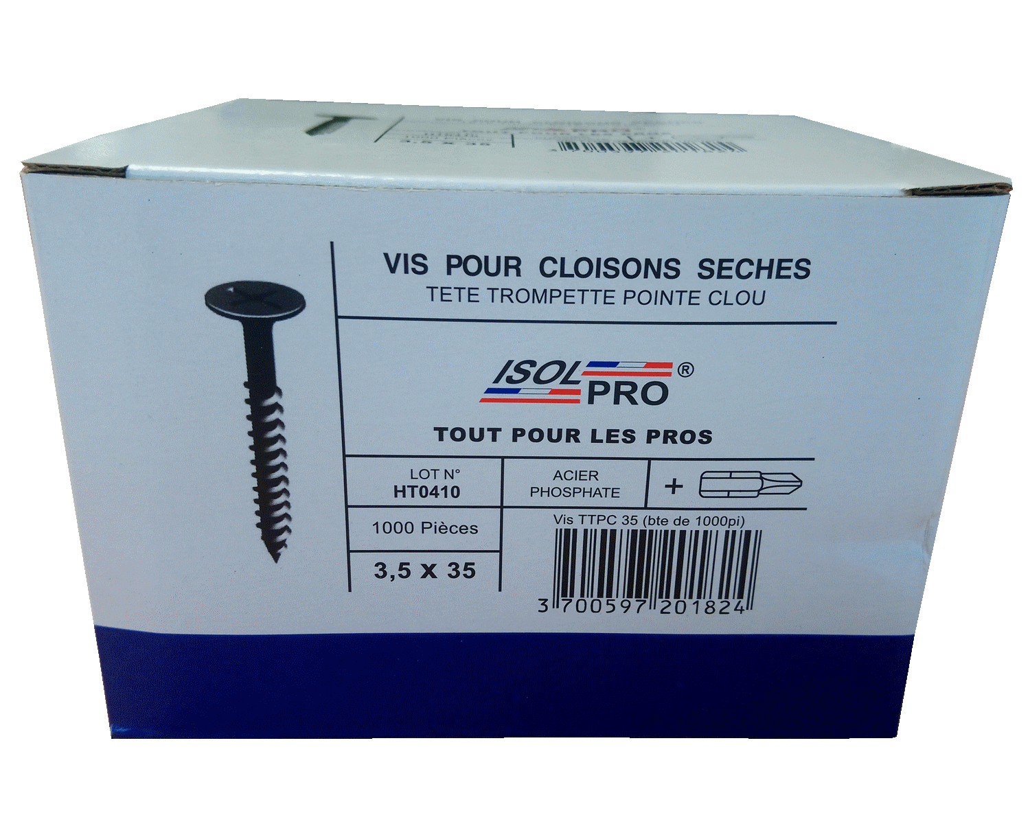 Vis Plaque de plâtre Diam. 3,5 x 35 mm Boîte de 1000 - ISOLPRO - 3