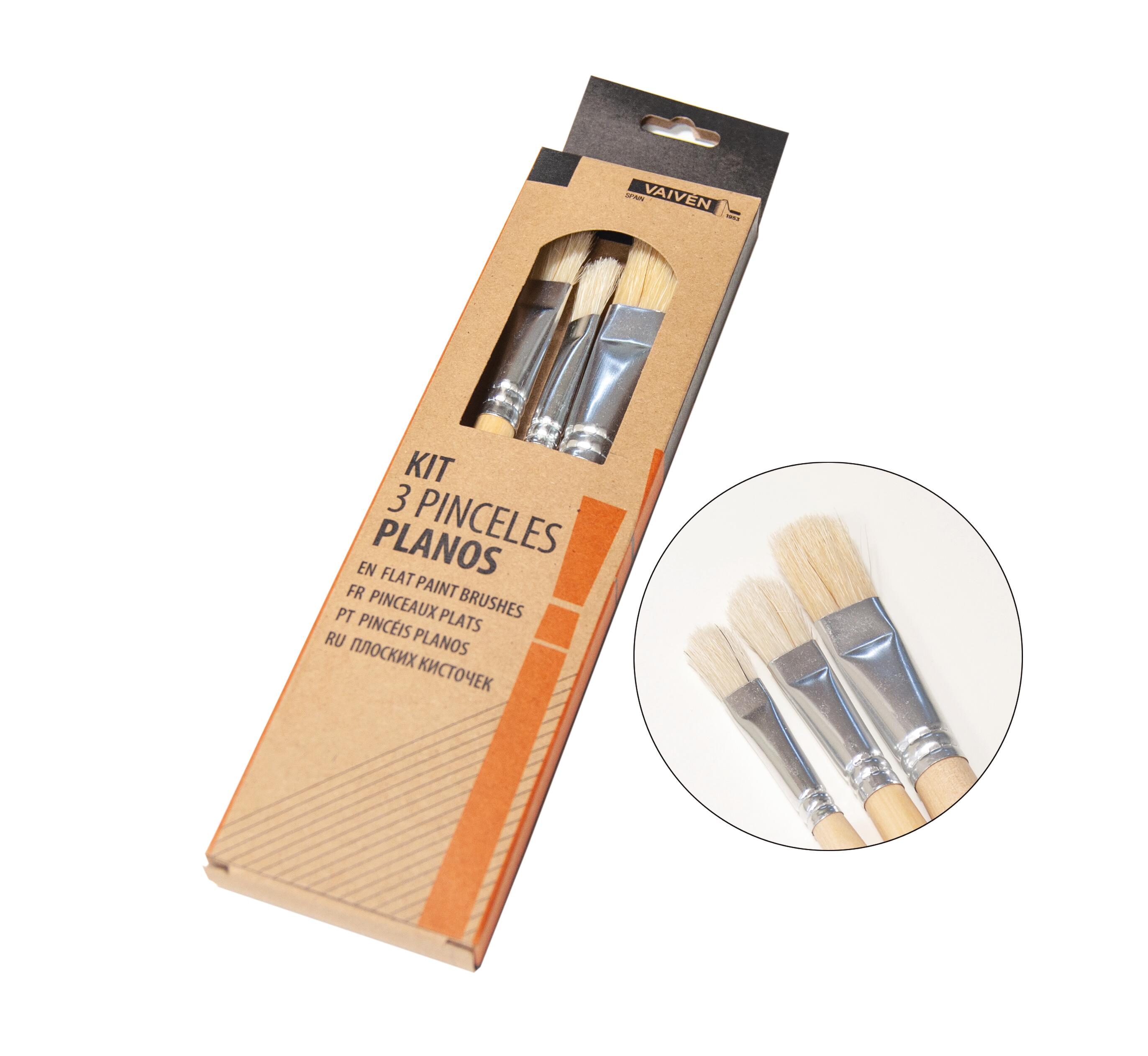 PINCELES PLANOS PENTRILO LOTE 3 PIEZAS - 2