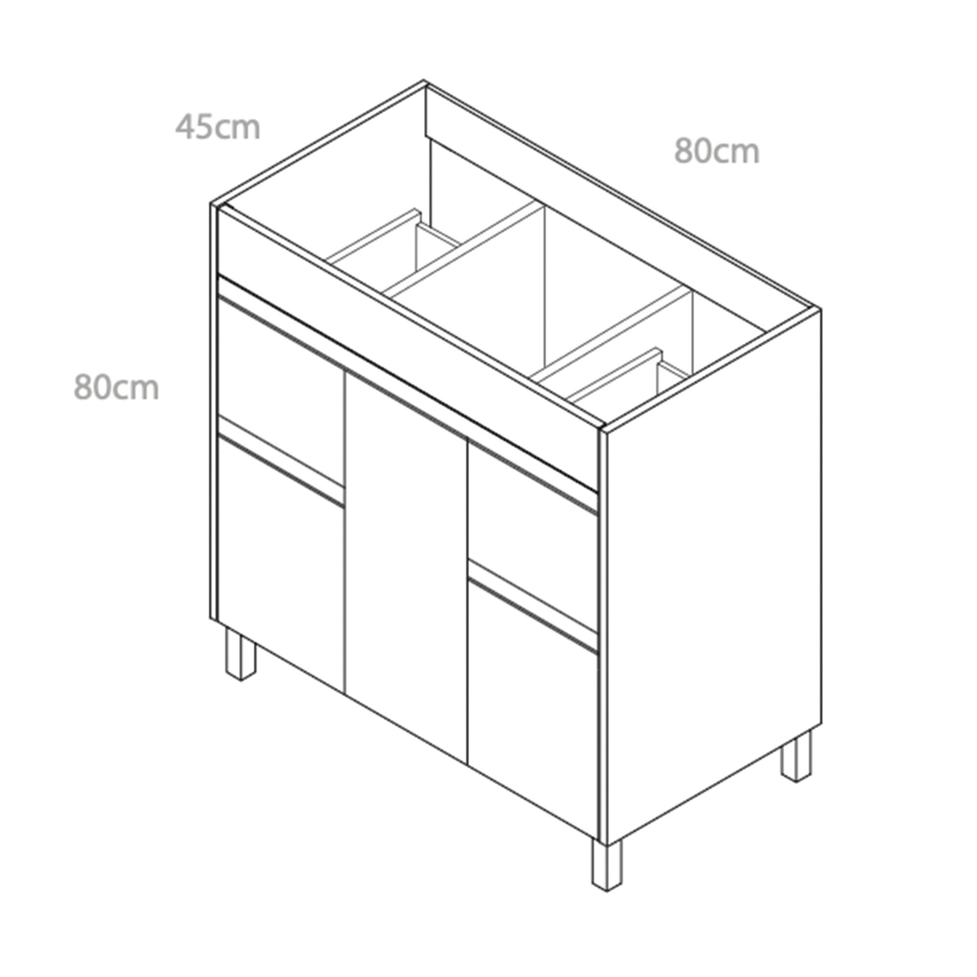 MUEBLE DE BAÑO LONDRES ROBLE 80X45CM 3 PUERTAS Y 2 CAJONES - 6